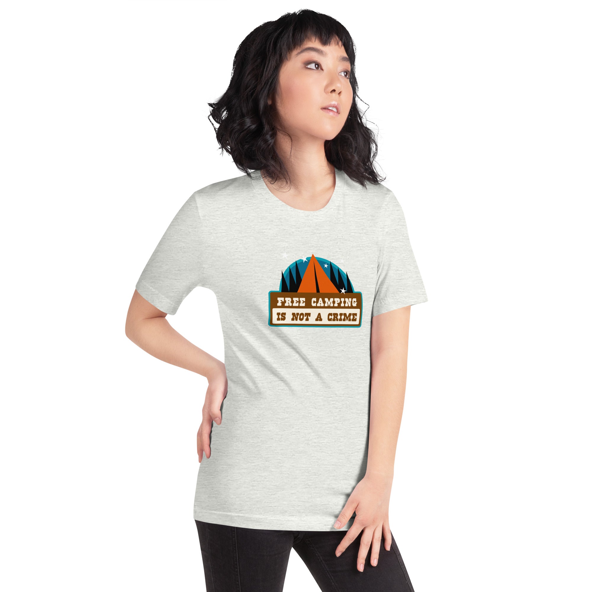 Unisex t-shirt Free camping is not a crime on light heather colors