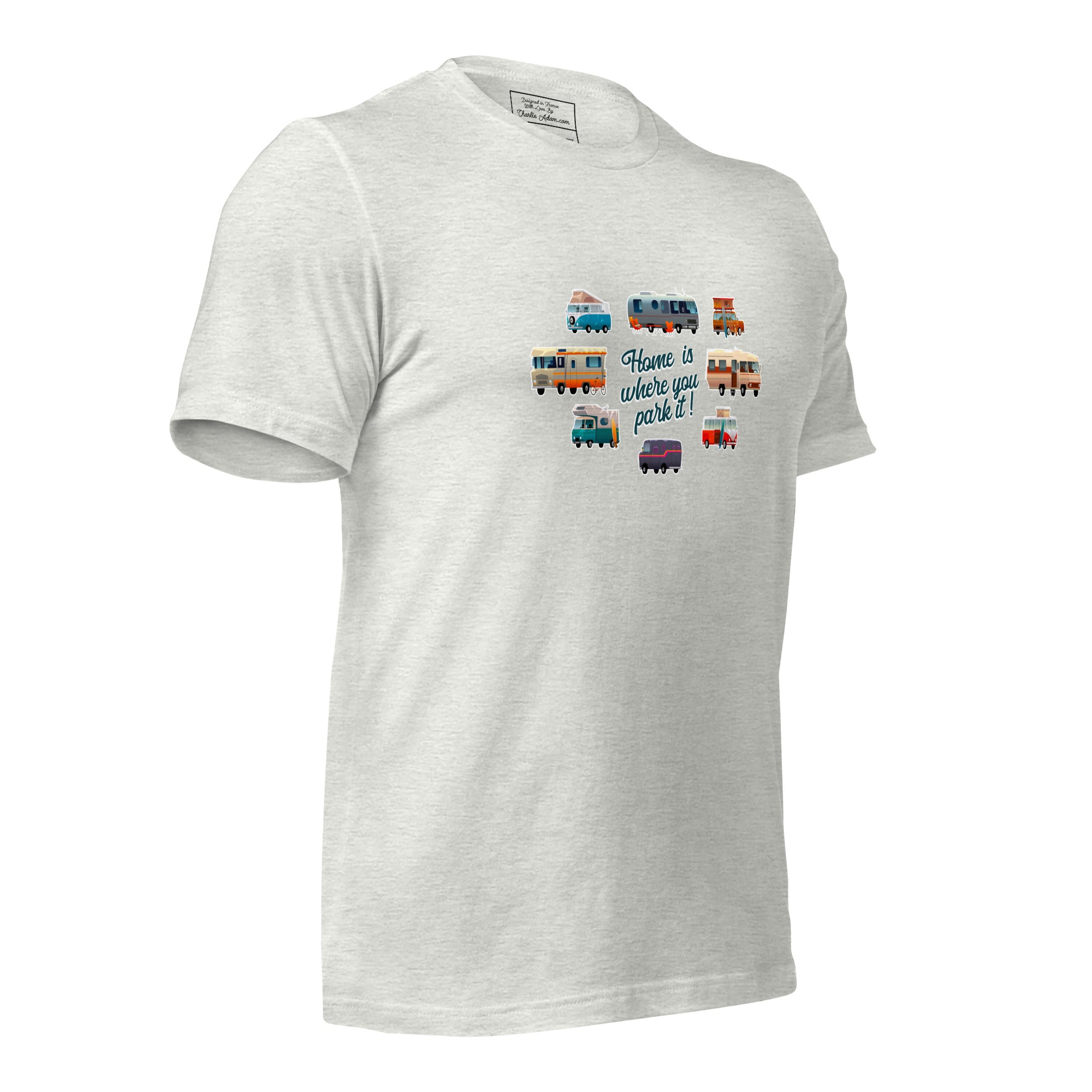 T-shirt en coton unisexe Square Vintage Campers sur couleurs chinées claires