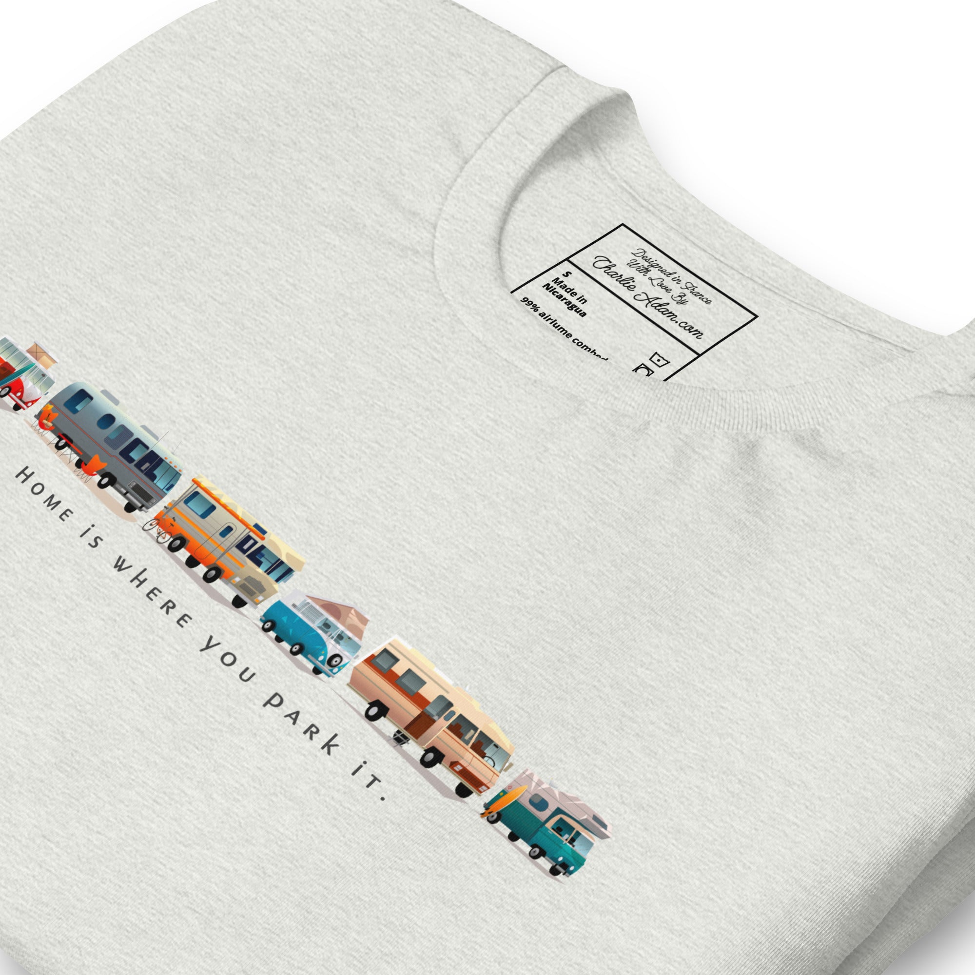 T-shirt en coton unisexe Vintage Campers sur couleurs chinées claires