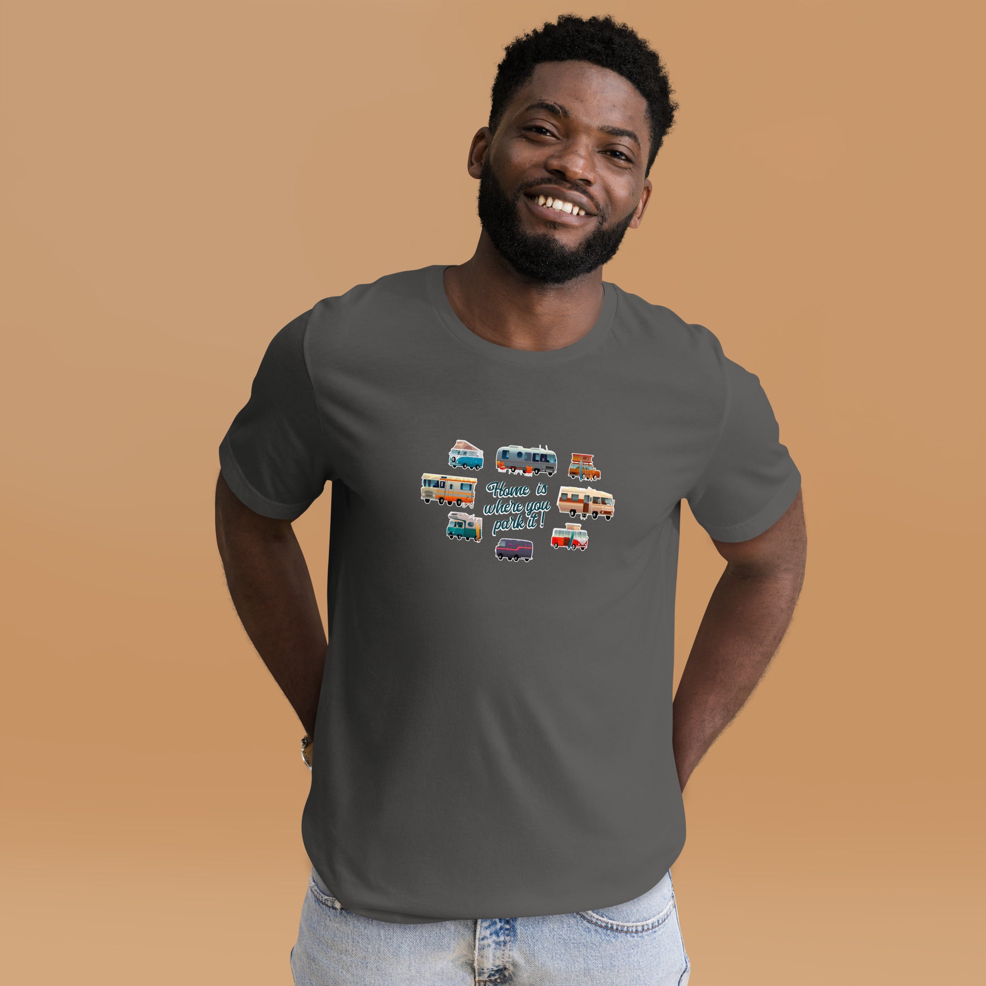 T-shirt en coton unisexe Square Vintage Campers sur couleurs foncées