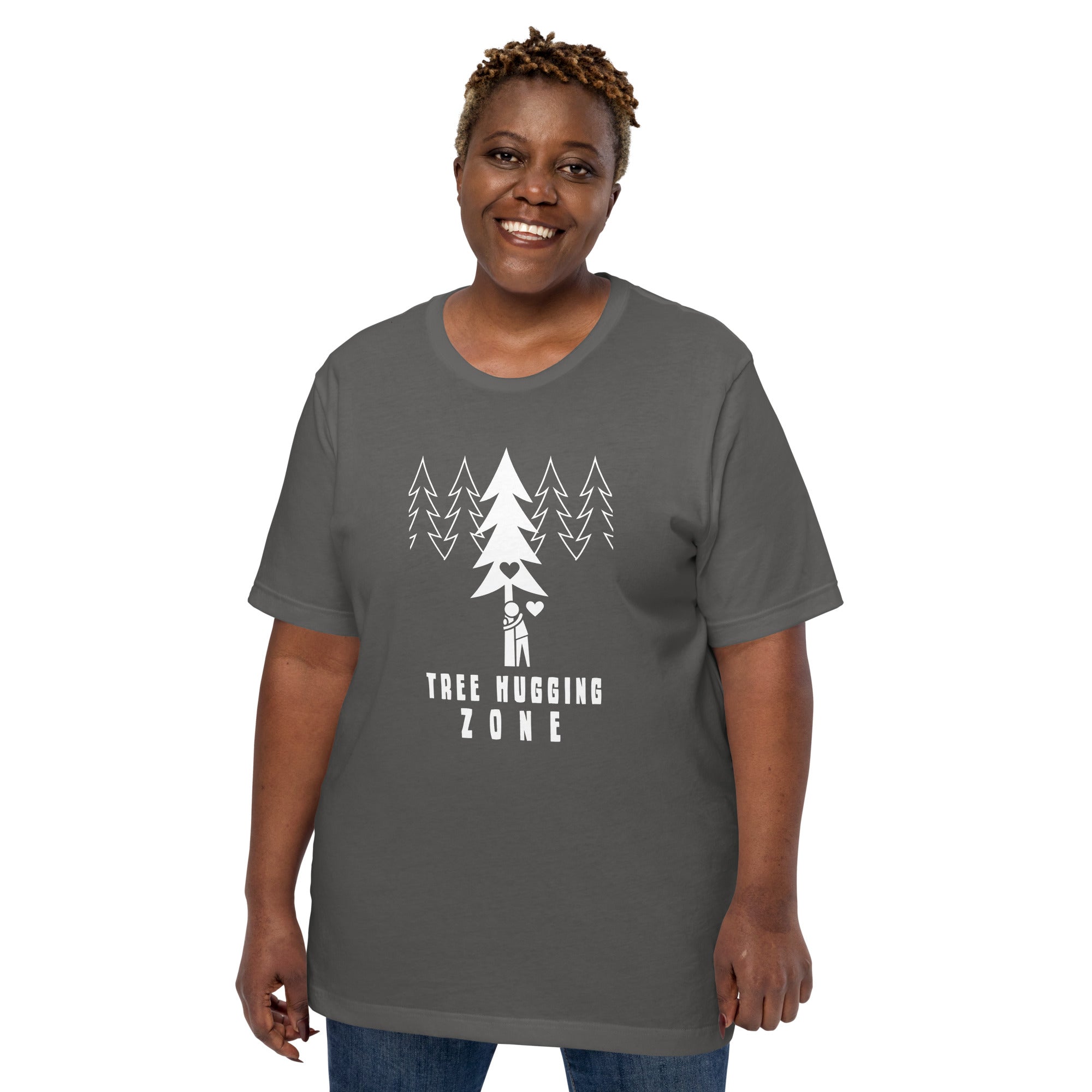 T-shirt en coton unisexe Tree hugging zone sur couleurs foncées