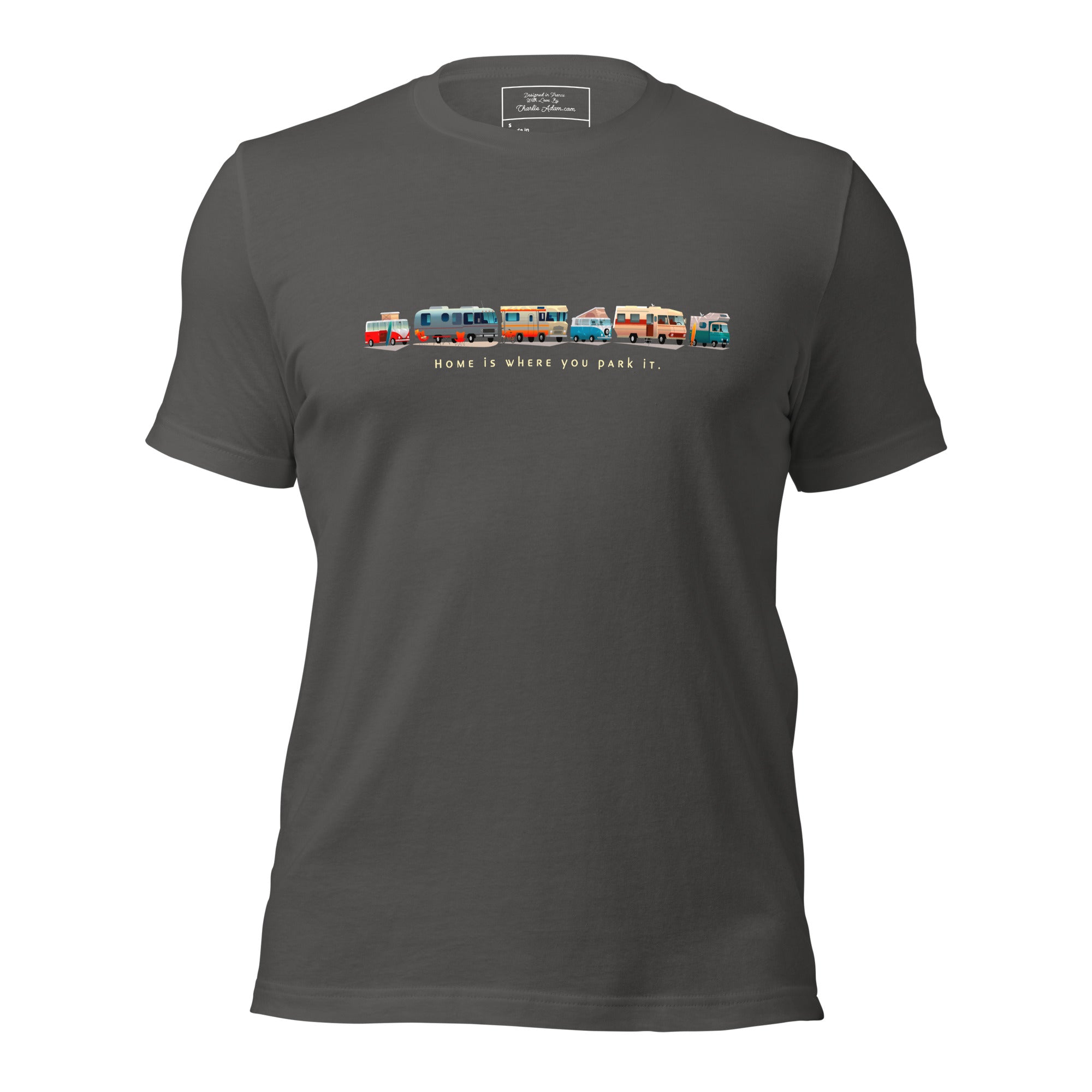 T-shirt en coton unisexe Vintage Campers: Home is where you park it sur couleurs foncées