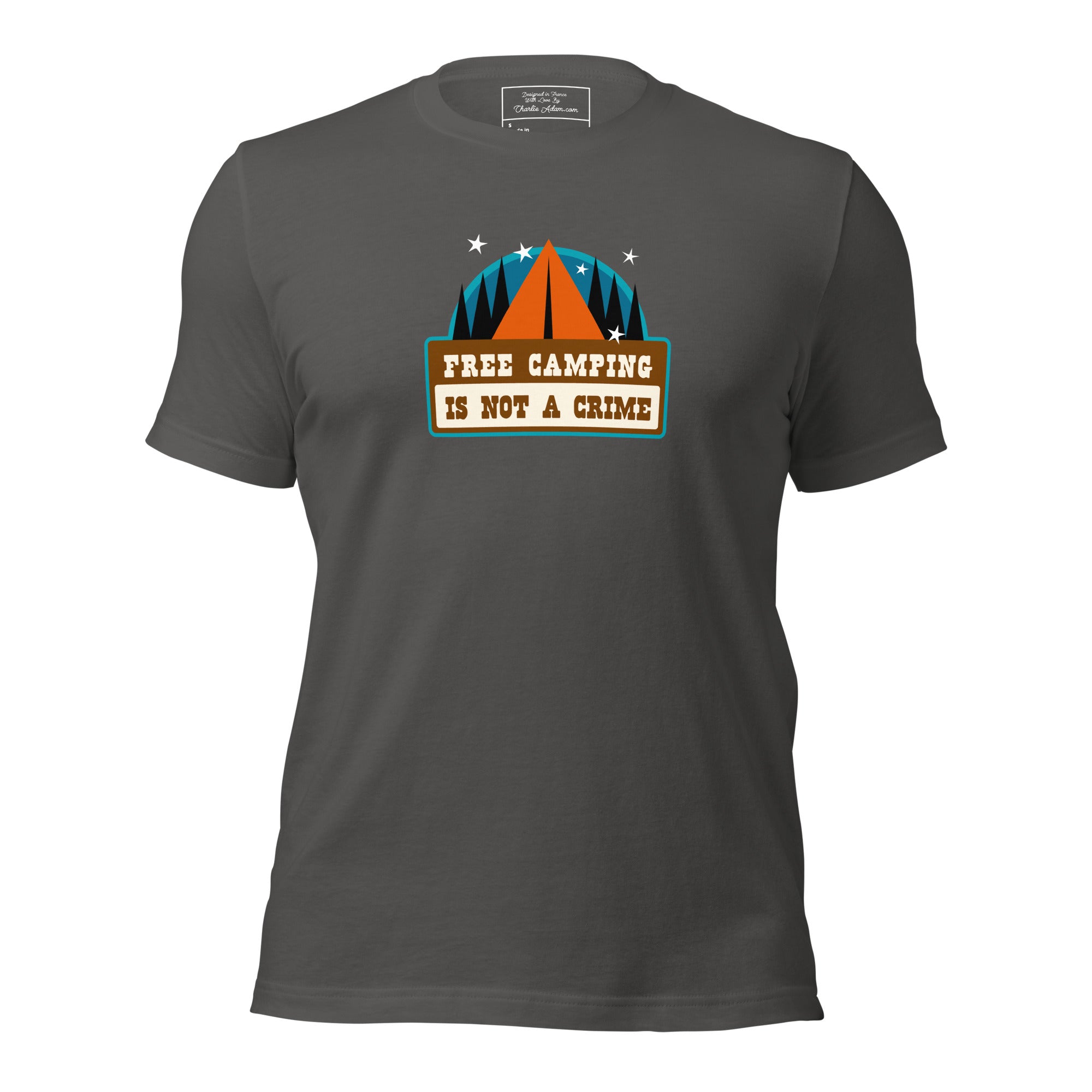 Unisex cotton t-shirt Free Camping is not a Crime on dark colors