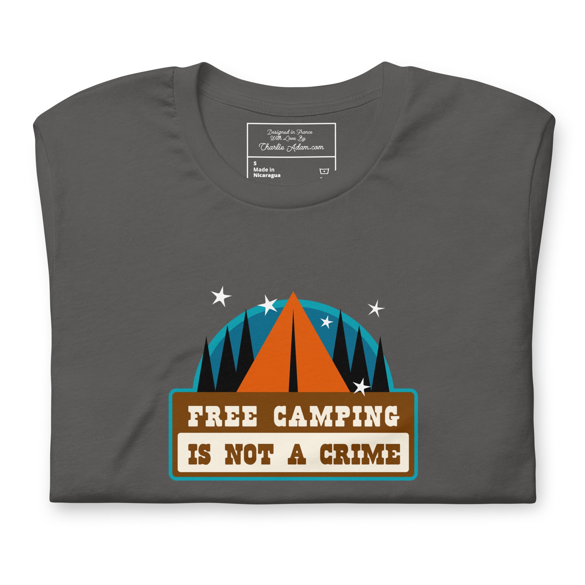 T-shirt en coton unisexe Free camping is not a crime sur couleurs foncées