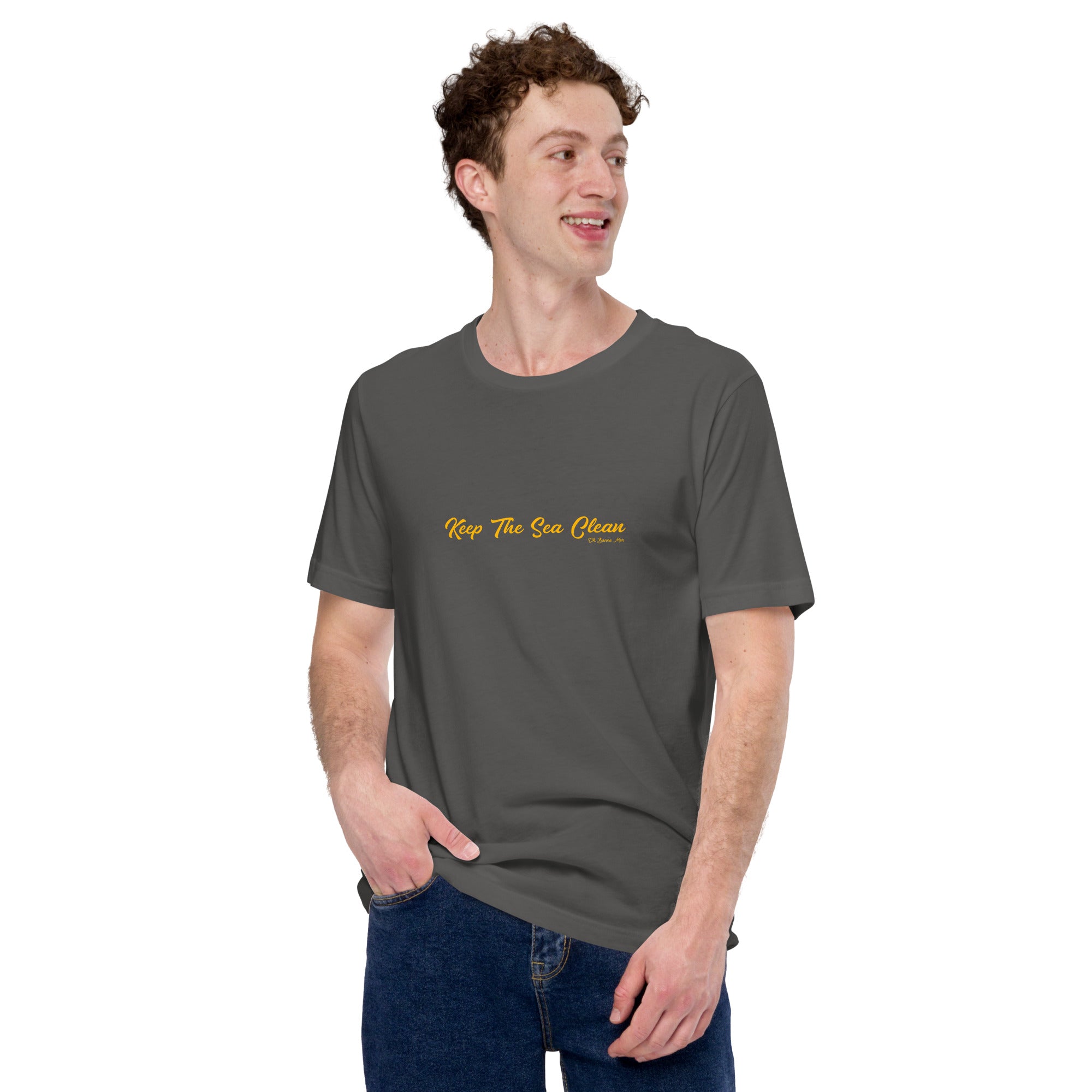 T-shirt en coton unisexe Keep The Sea Clean Gold sur couleurs foncées