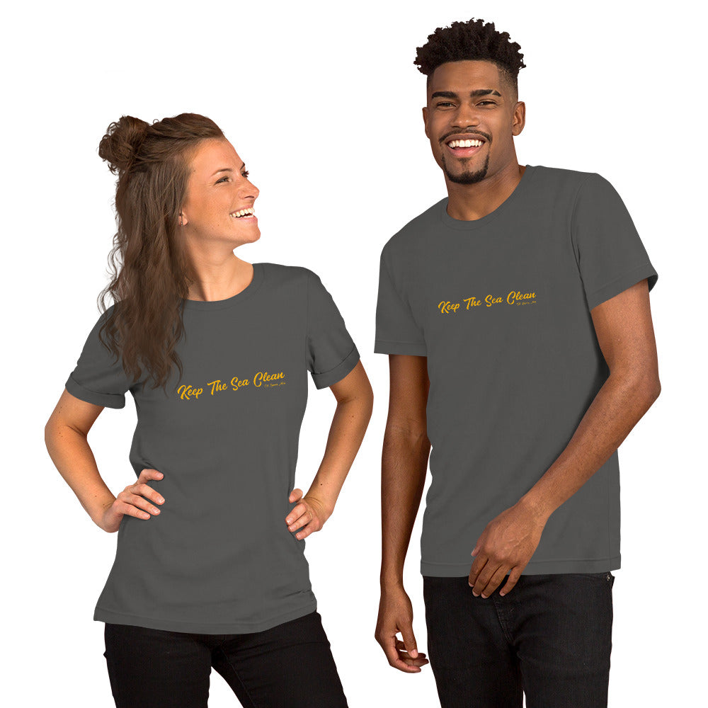 Unisex cotton t-shirt Keep The Sea Clean Gold on dark colors