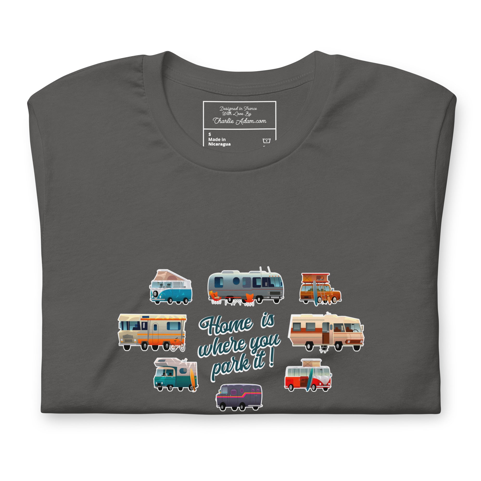 T-shirt en coton unisexe Square Vintage Campers sur couleurs foncées