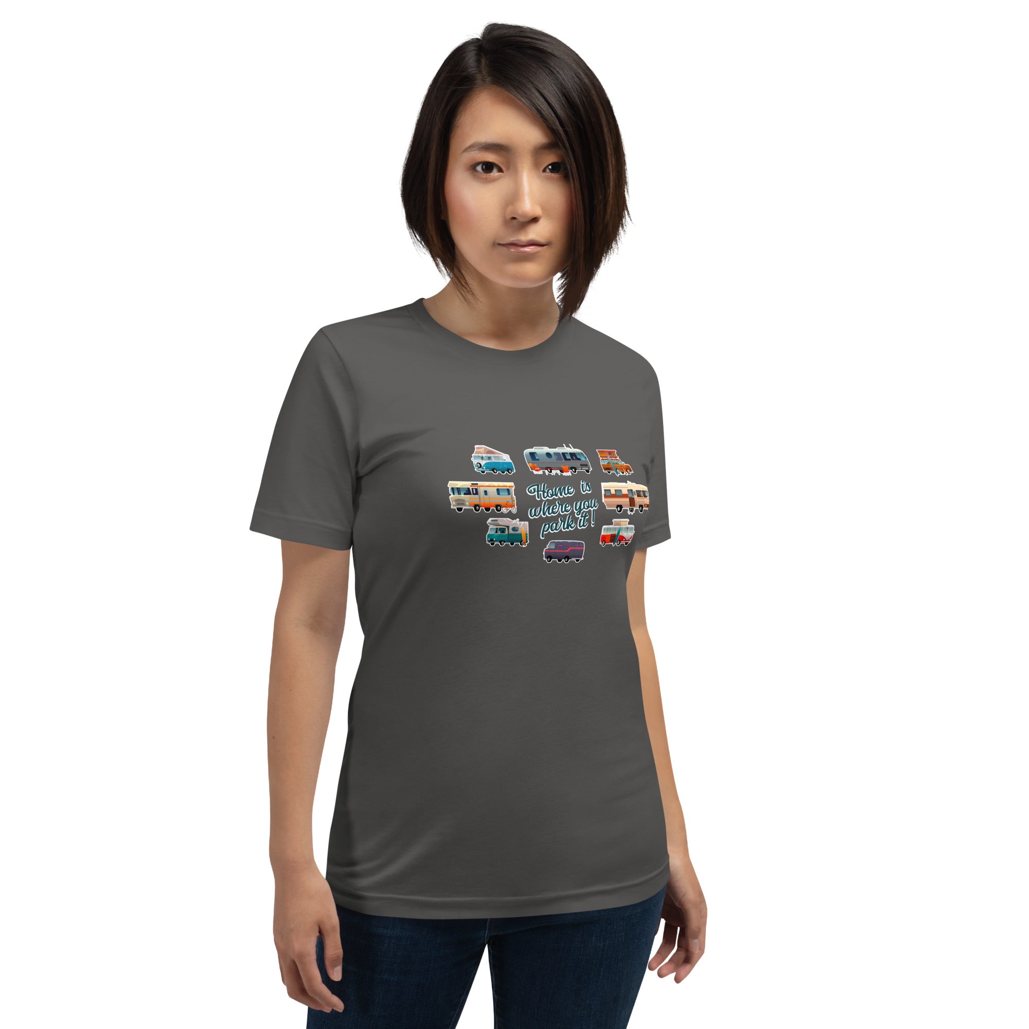 T-shirt en coton unisexe Square Vintage Campers sur couleurs foncées