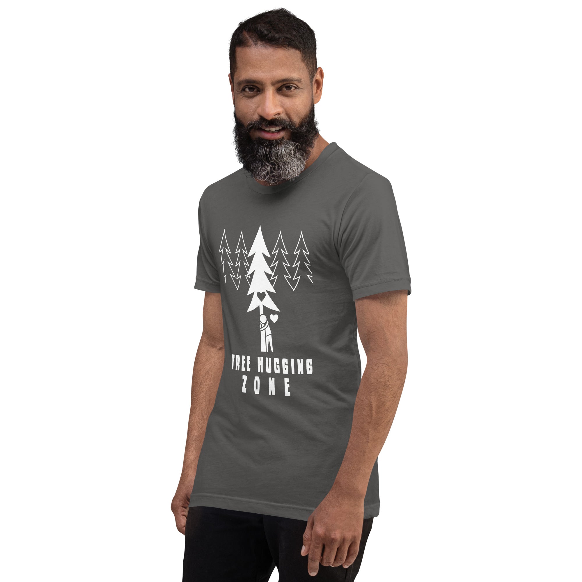 T-shirt en coton unisexe Tree hugging zone sur couleurs foncées