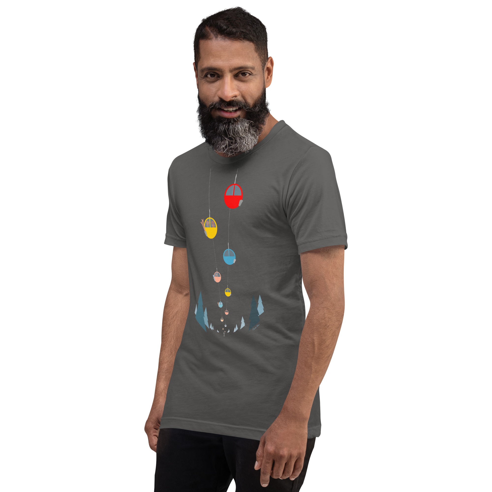 T-shirt en coton unisexe Gondolas in the mist sur couleurs foncées