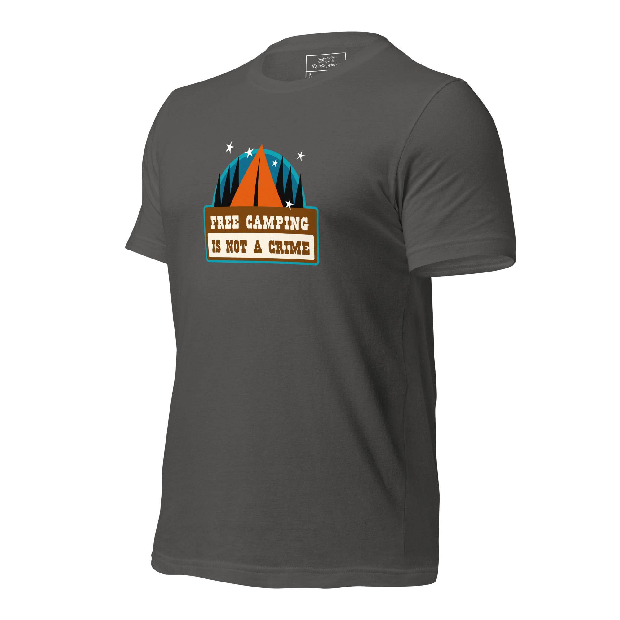 Unisex cotton t-shirt Free Camping is not a Crime on dark colors