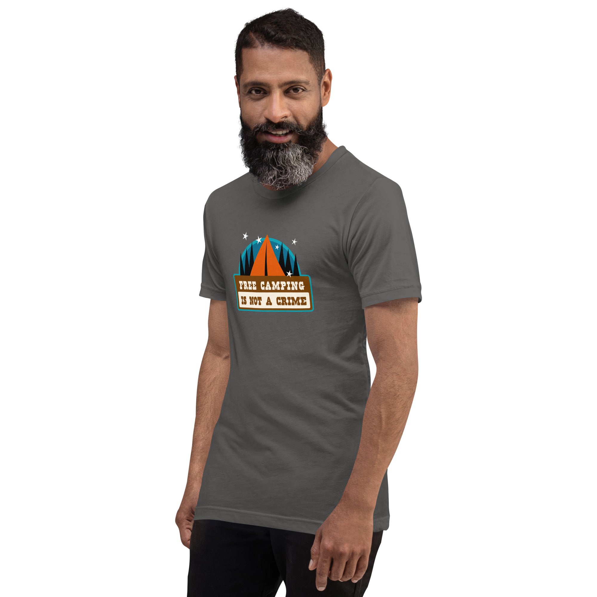 Unisex cotton t-shirt Free Camping is not a Crime on dark colors