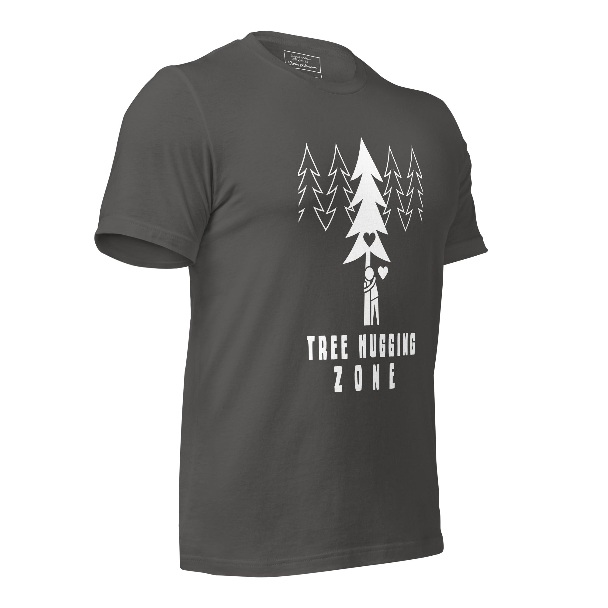 T-shirt en coton unisexe Tree hugging zone sur couleurs foncées