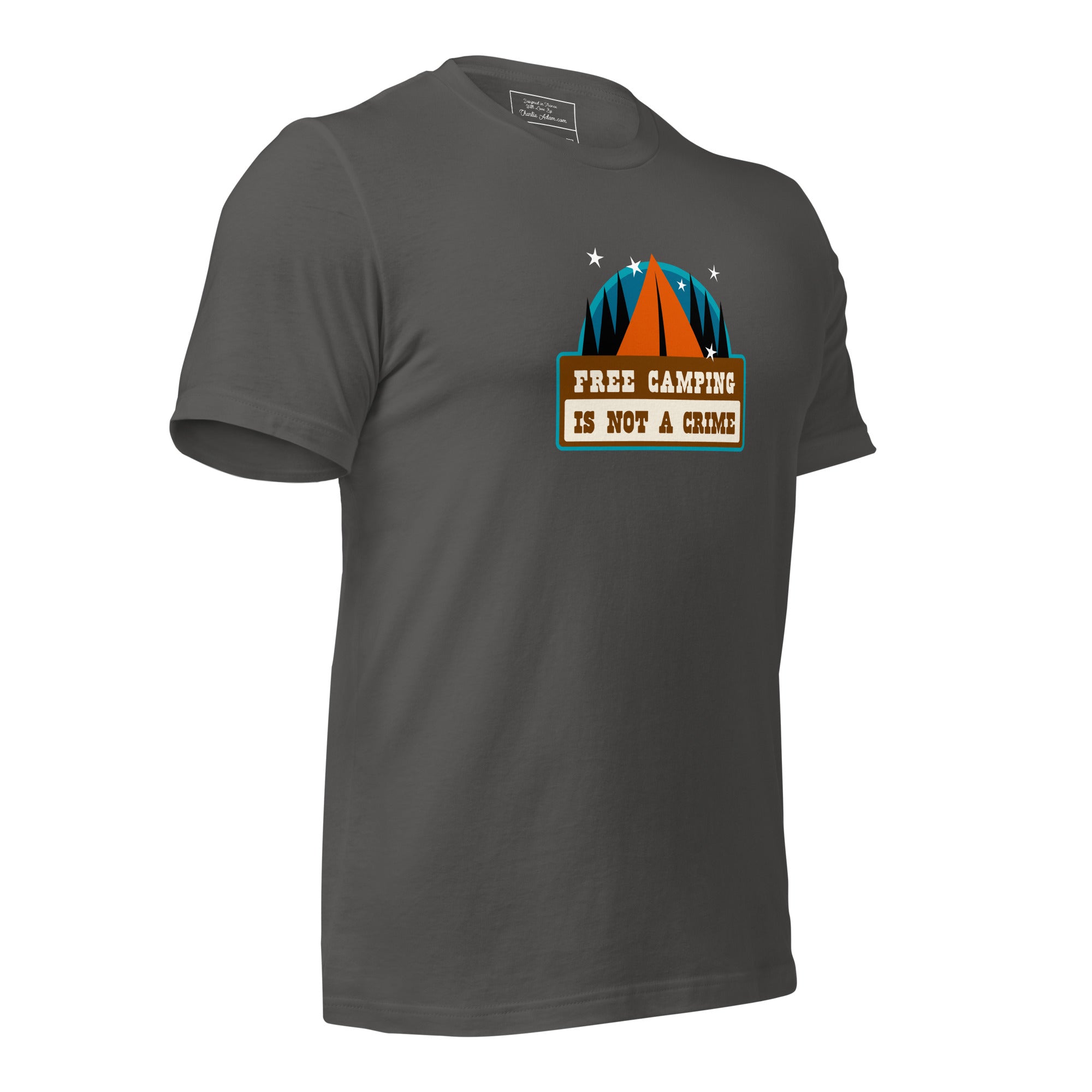 Unisex cotton t-shirt Free Camping is not a Crime on dark colors