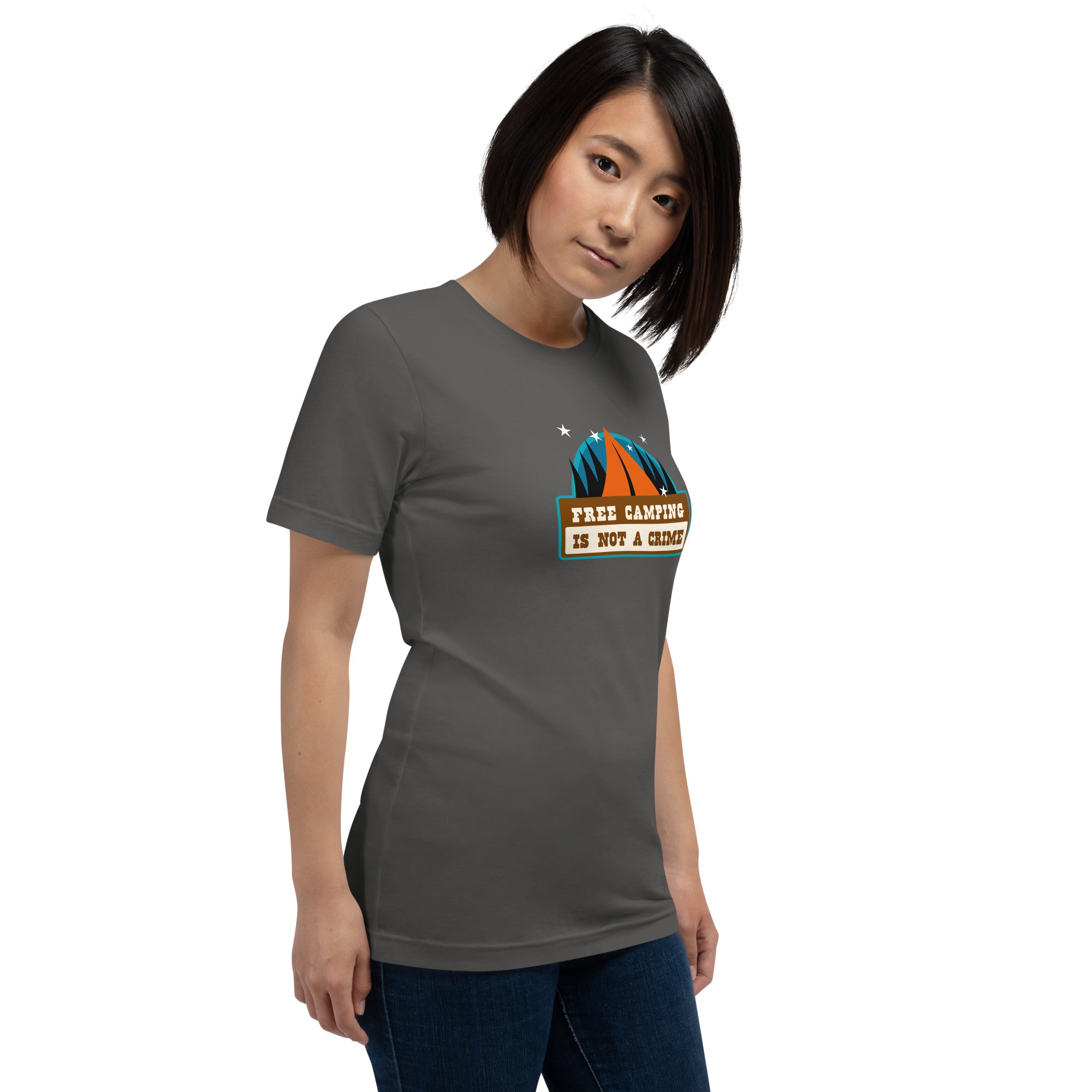 Unisex cotton t-shirt Free Camping is not a Crime on dark colors