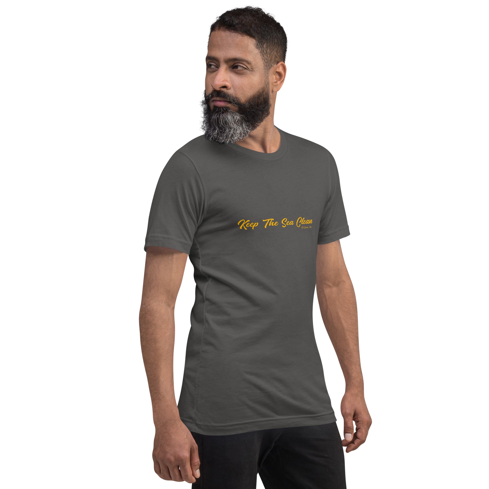 T-shirt en coton unisexe Keep The Sea Clean Gold sur couleurs foncées