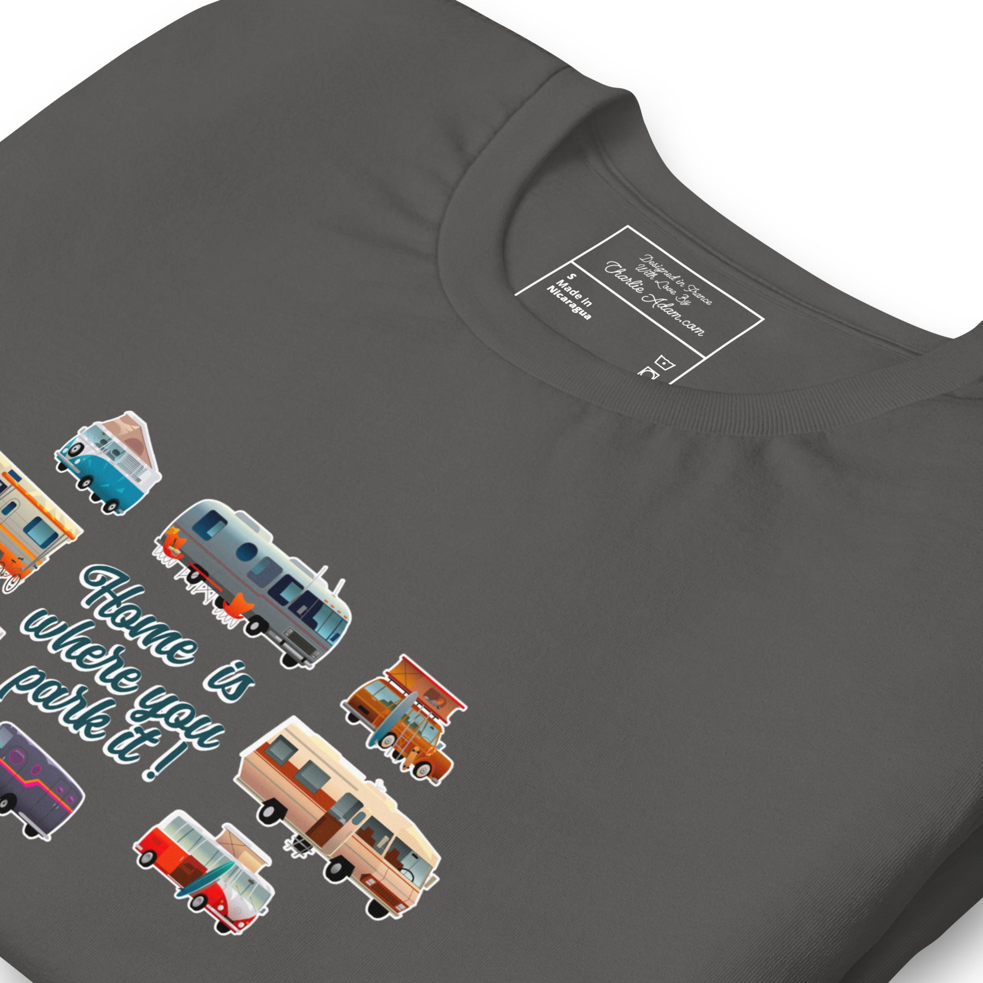 T-shirt en coton unisexe Square Vintage Campers sur couleurs foncées