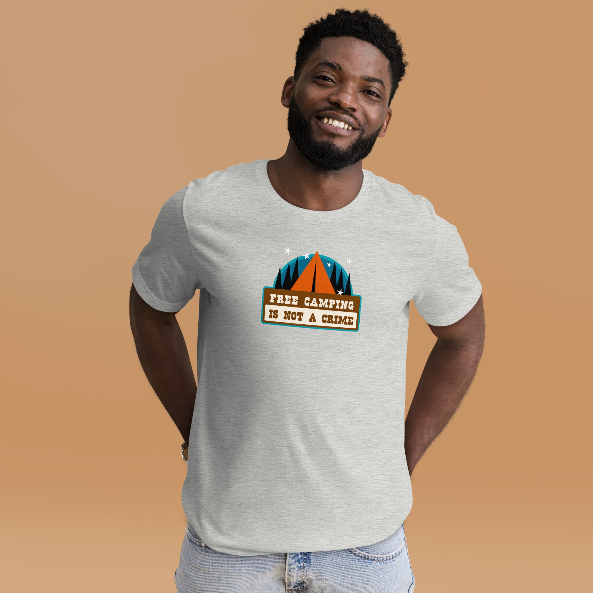 Unisex t-shirt Free camping is not a crime on light heather colors