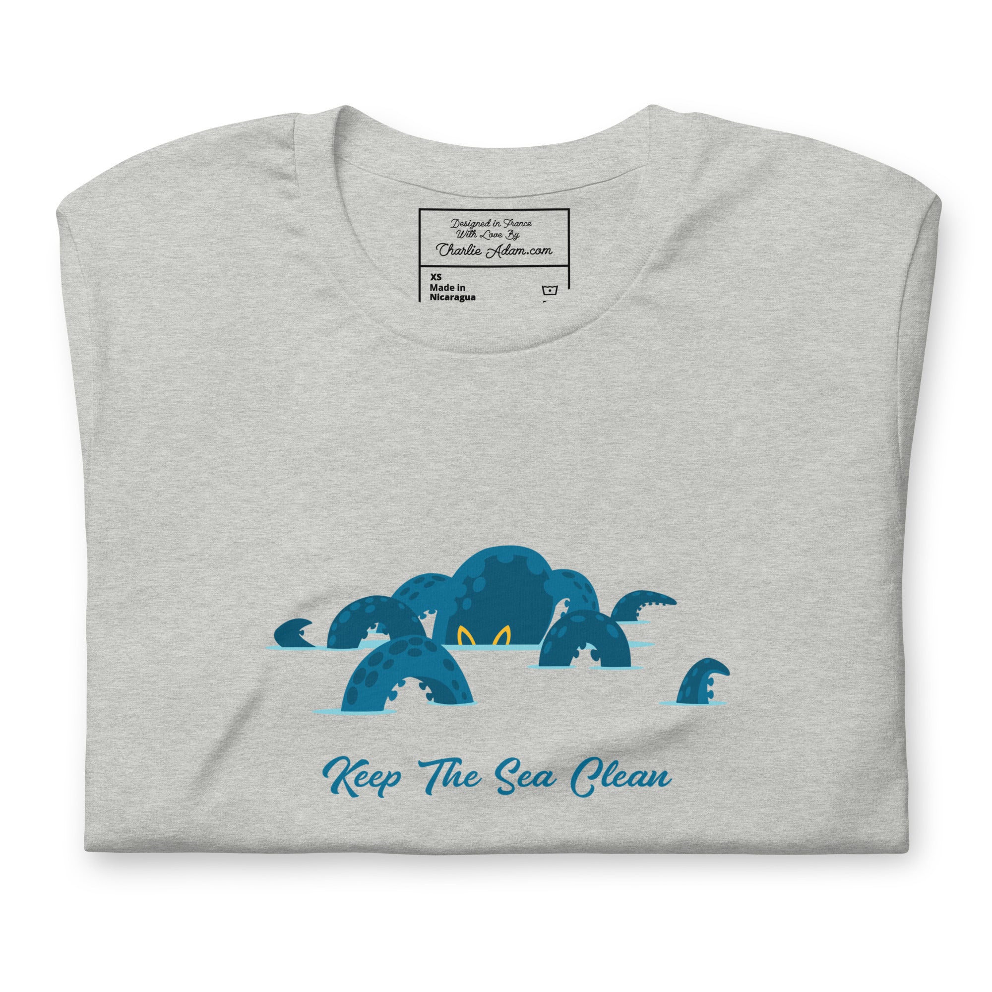 T-shirt en coton unisexe Octopus Blue sur couleurs chinées claires