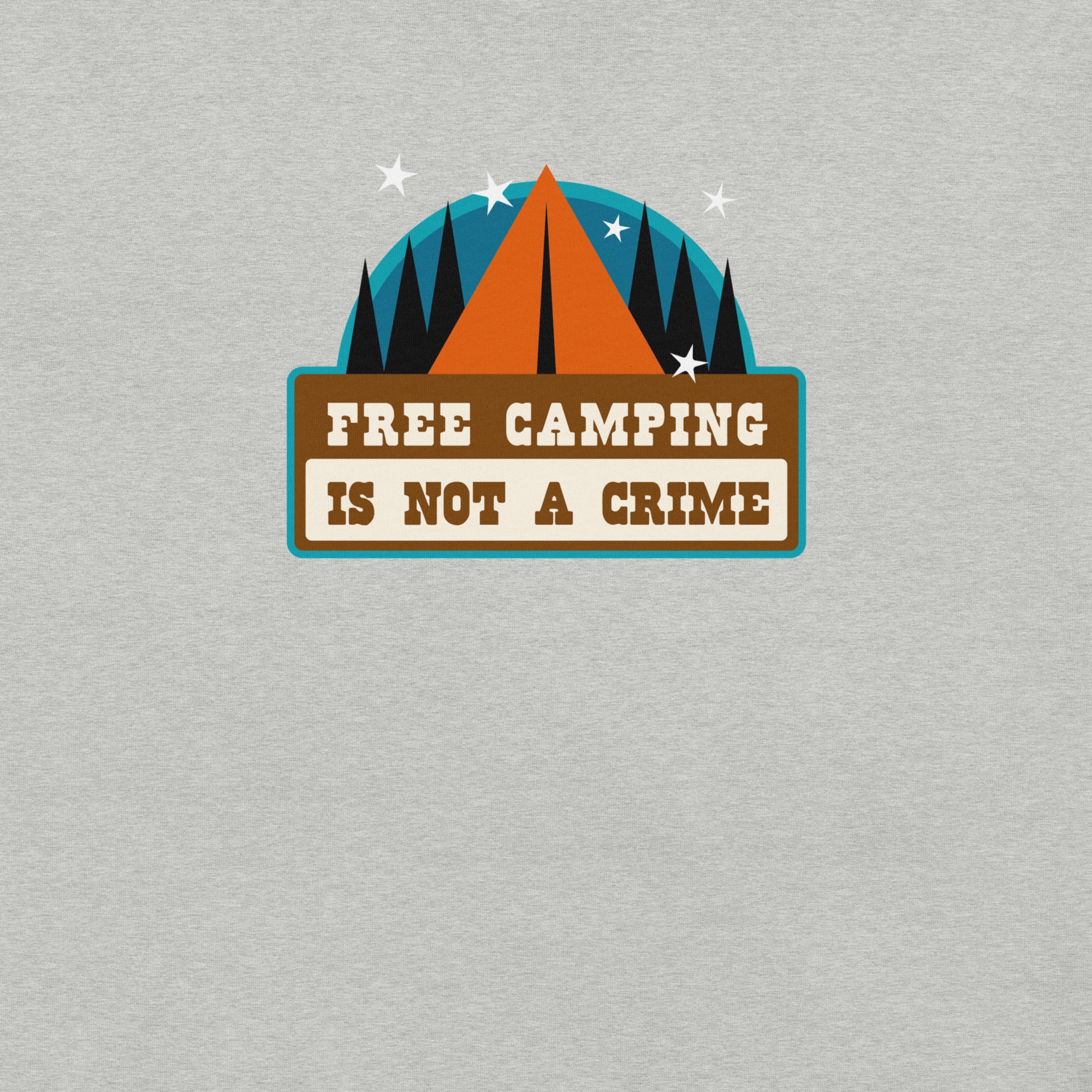 T-shirt en coton unisexe Free camping is not a crime sur couleurs chinées claires