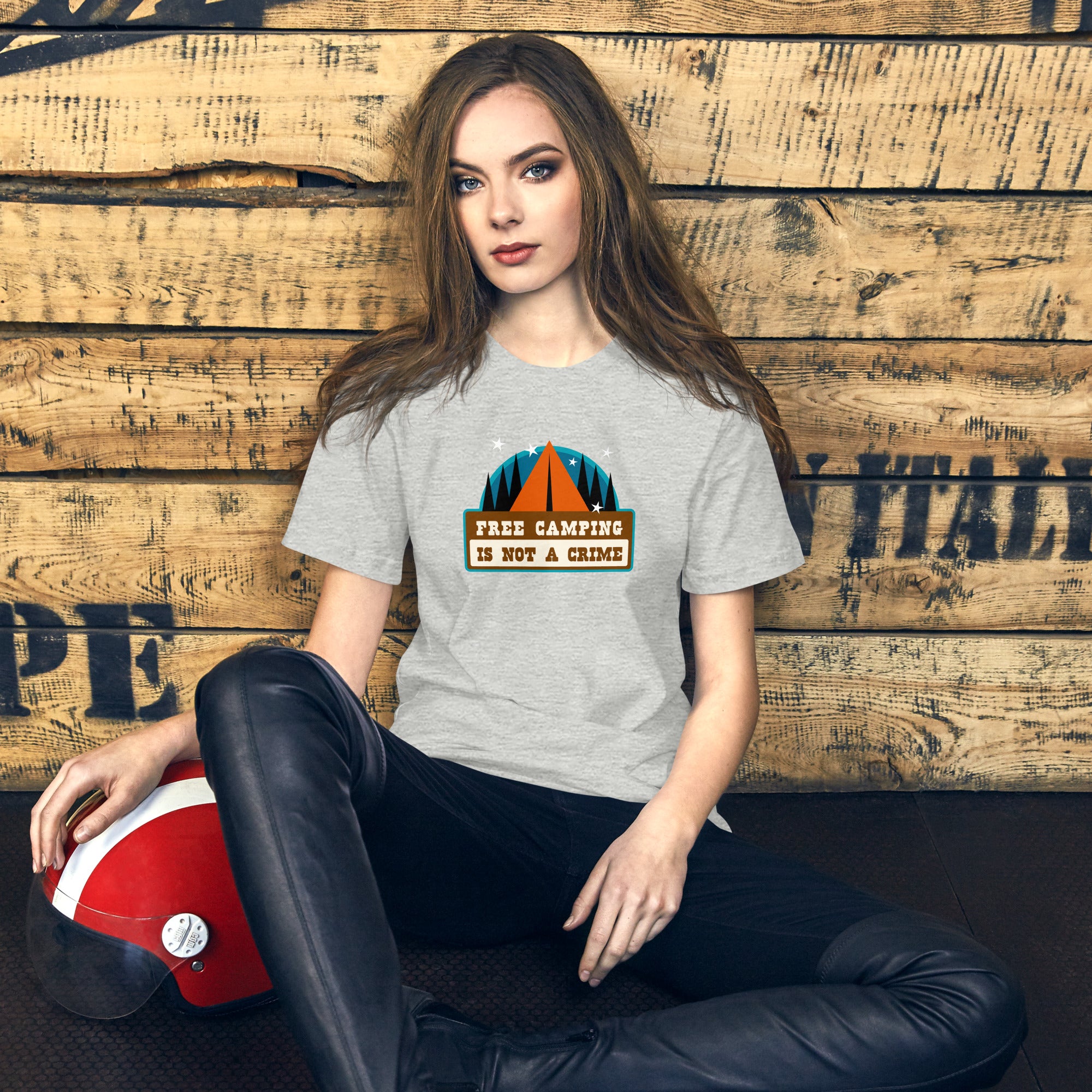 Unisex t-shirt Free camping is not a crime on light heather colors