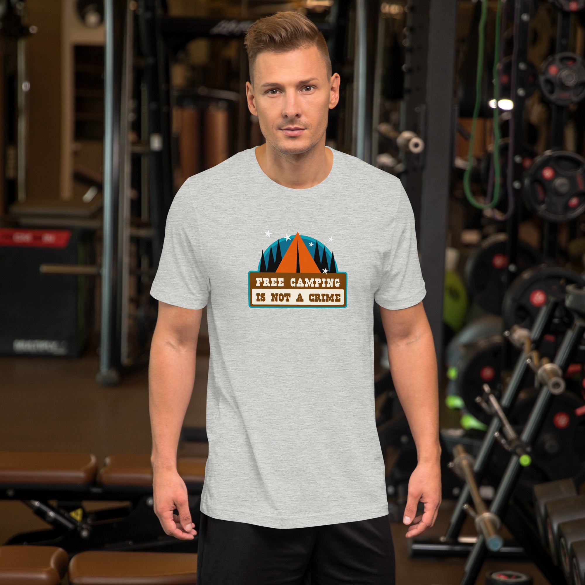 Unisex t-shirt Free camping is not a crime on light heather colors