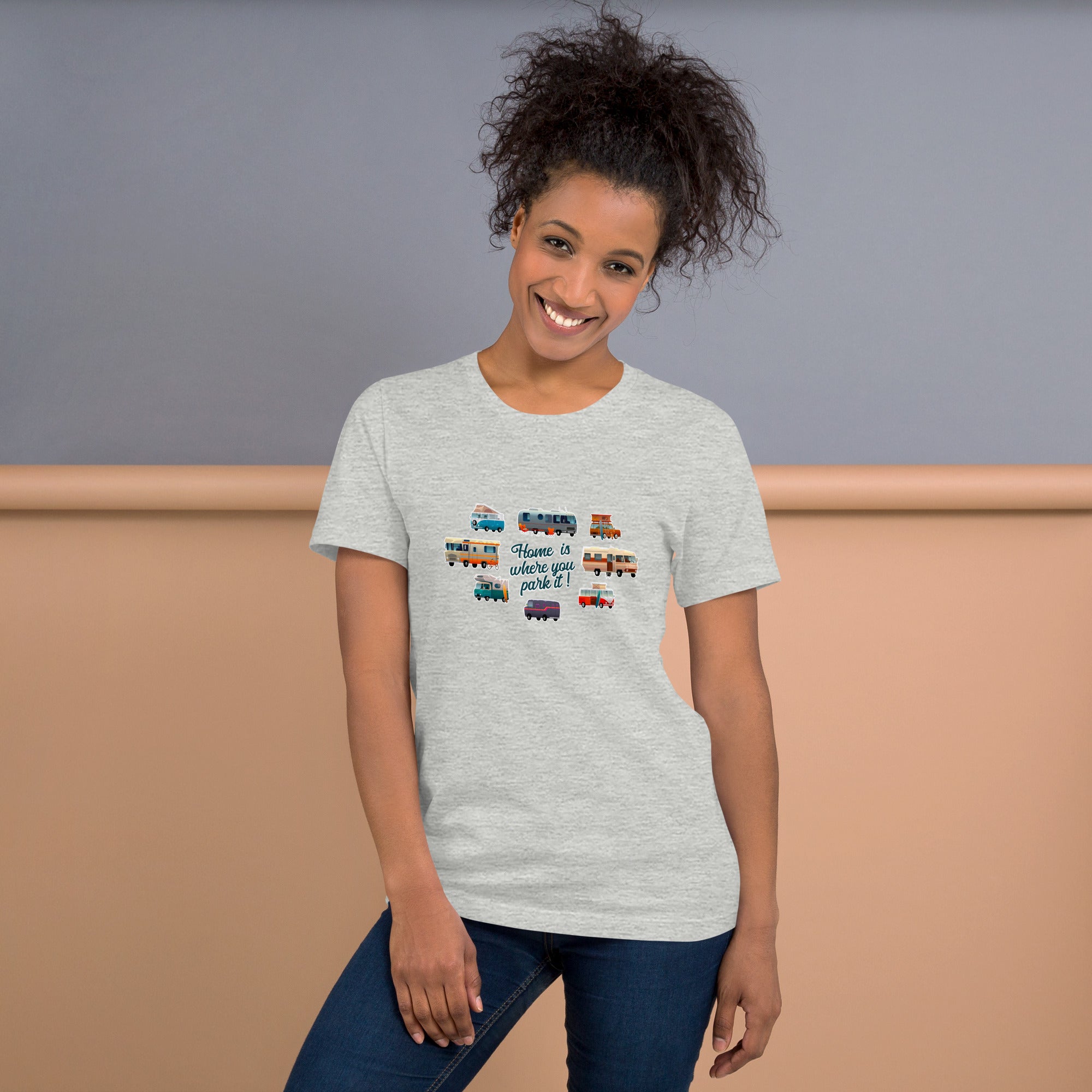 Unisex t-shirt Square Vintage Campers on light heather colors