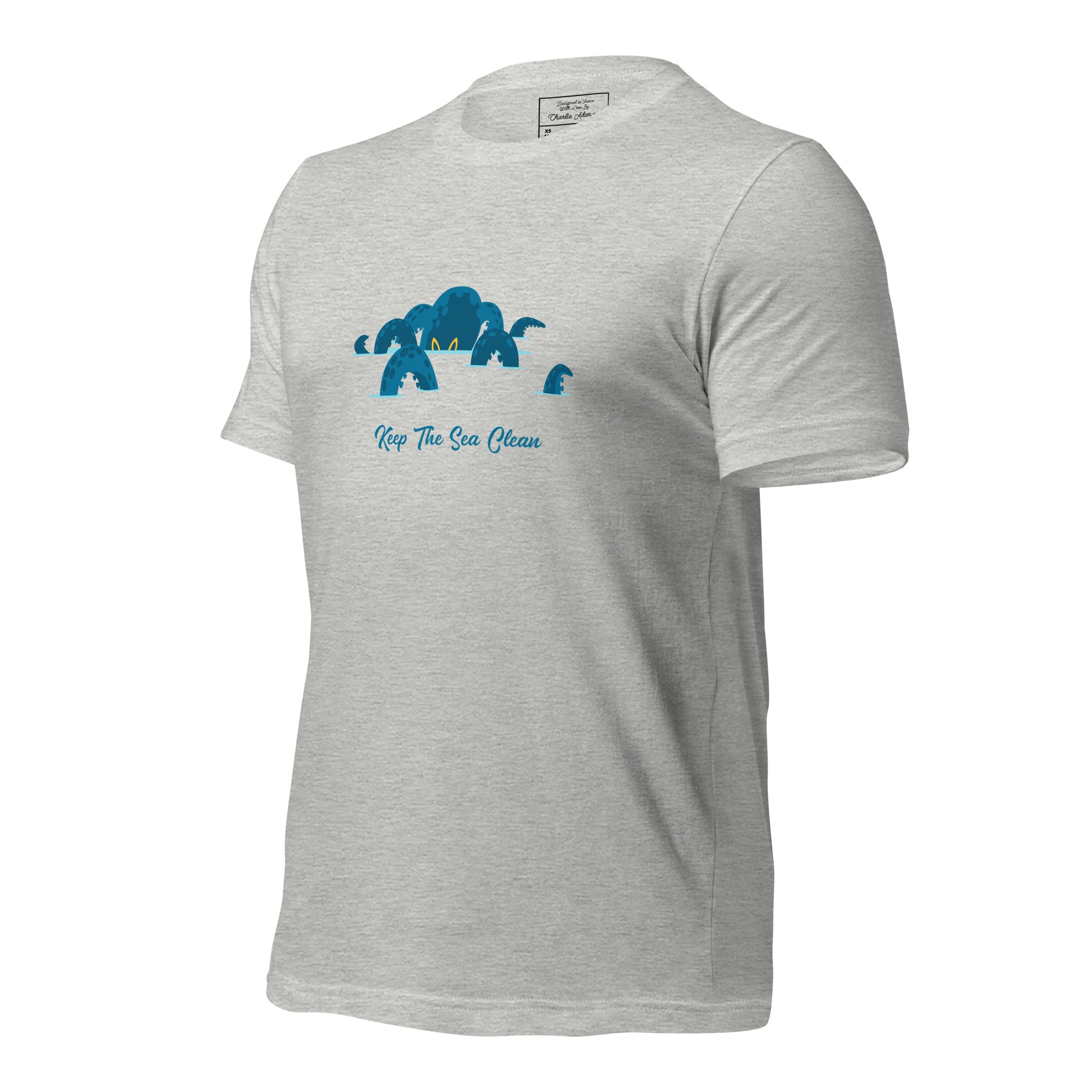 T-shirt en coton unisexe Octopus Blue sur couleurs chinées claires