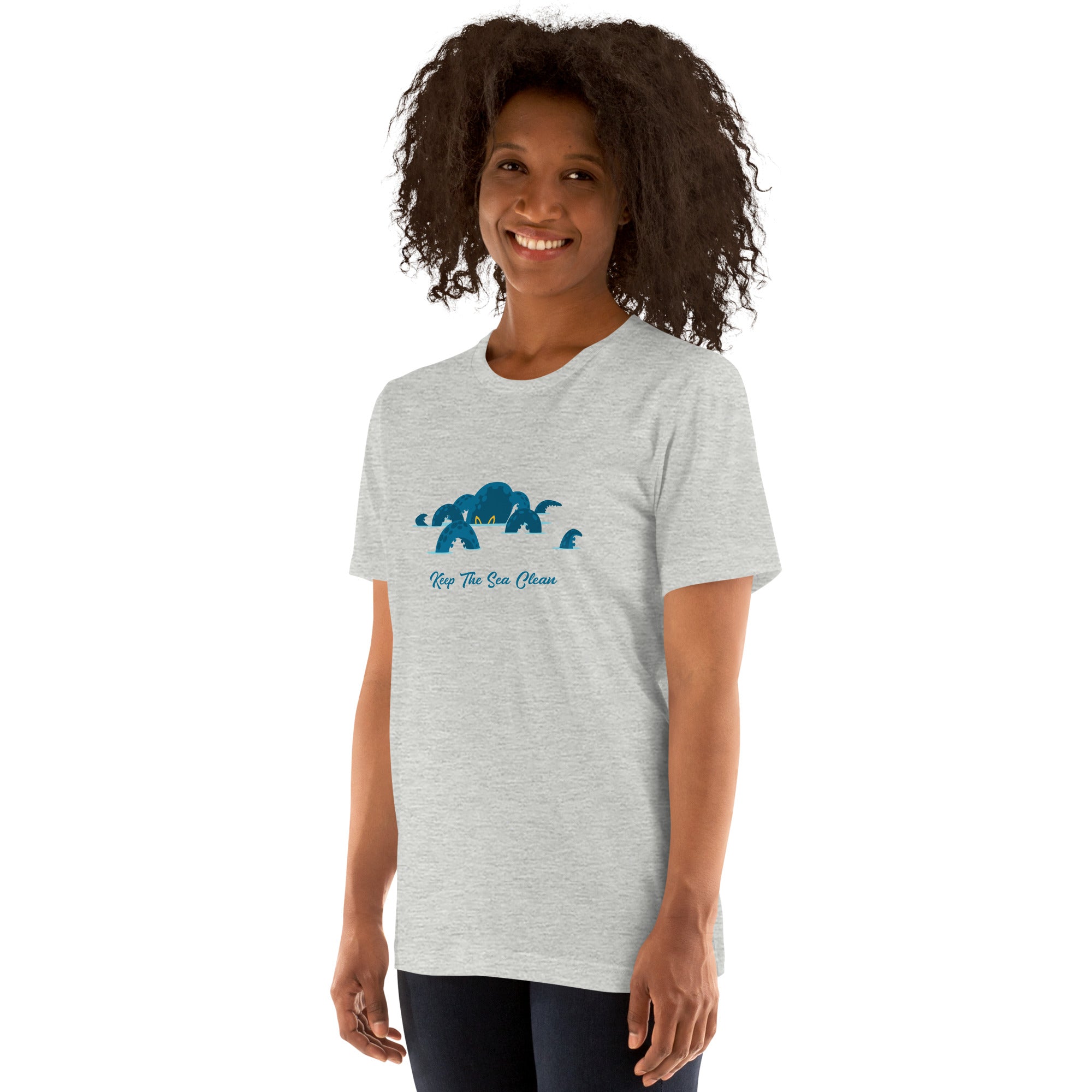 T-shirt en coton unisexe Octopus Blue sur couleurs chinées claires