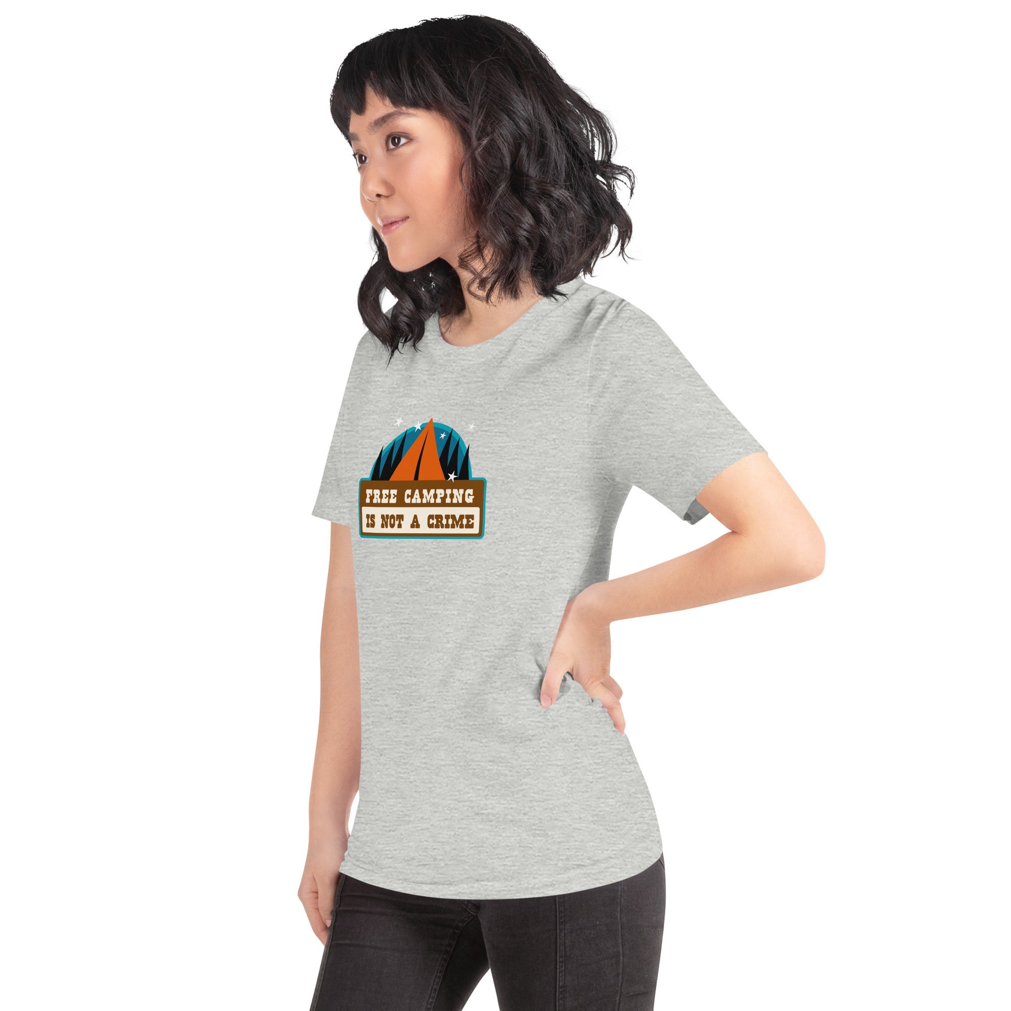 Unisex t-shirt Free camping is not a crime on light heather colors