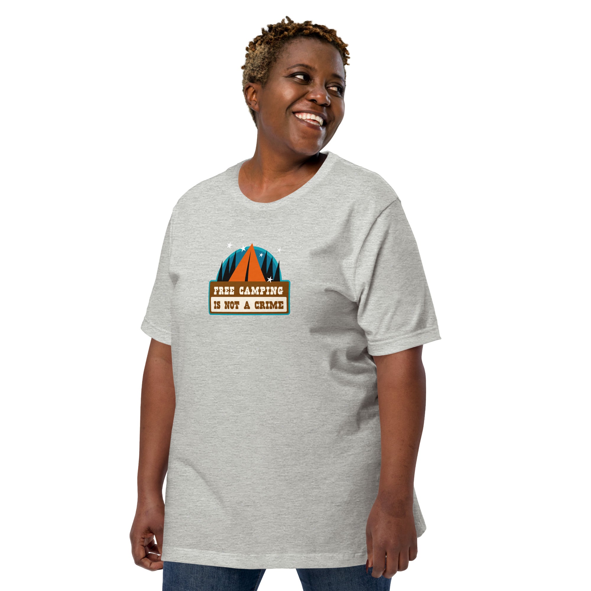 Unisex t-shirt Free camping is not a crime on light heather colors