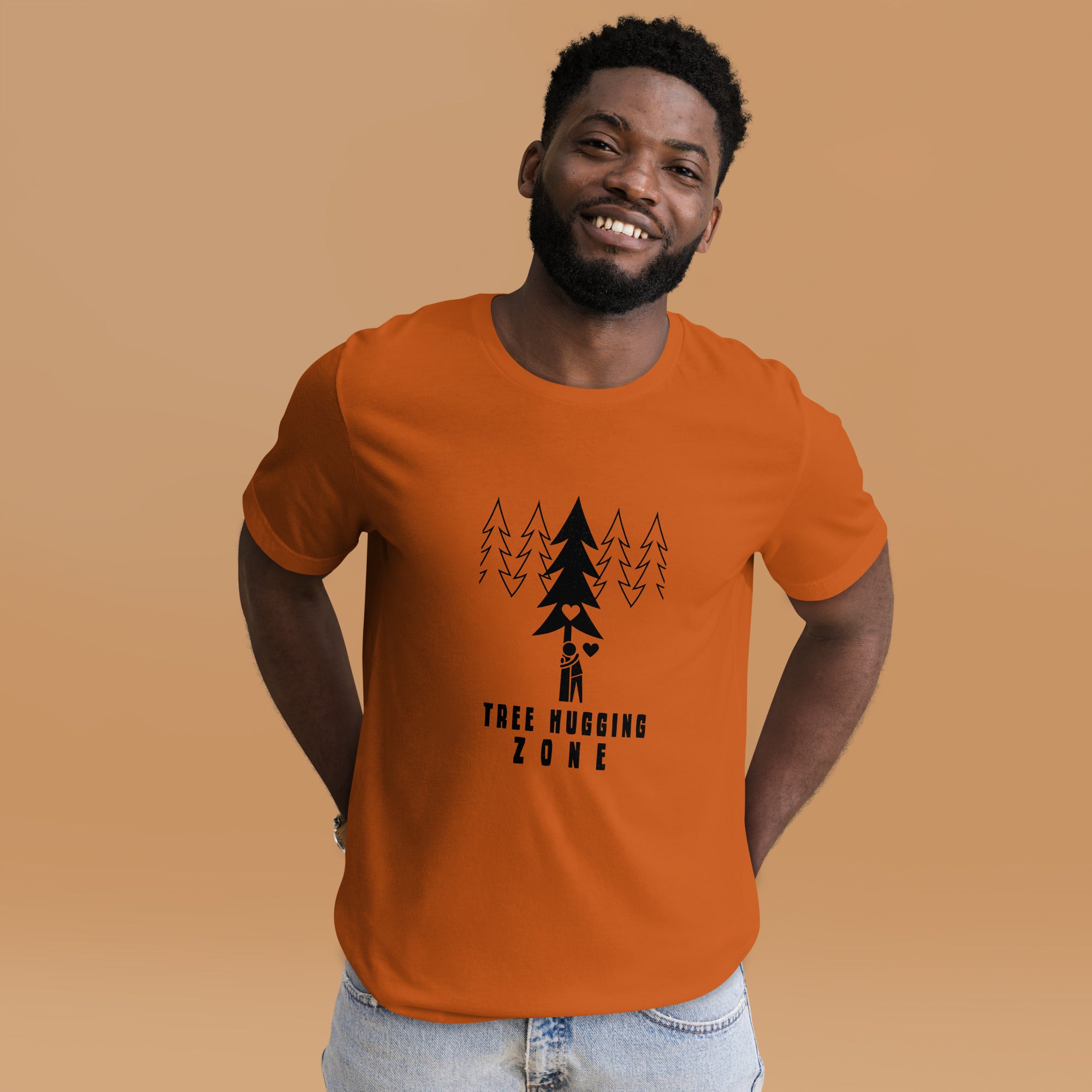 Unisex cotton t-shirt Tree hugging zone on bright colors