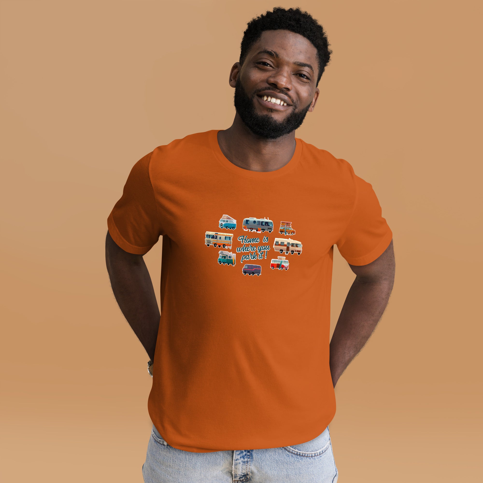 Unisex t-shirt Square Vintage Campers on bright colors