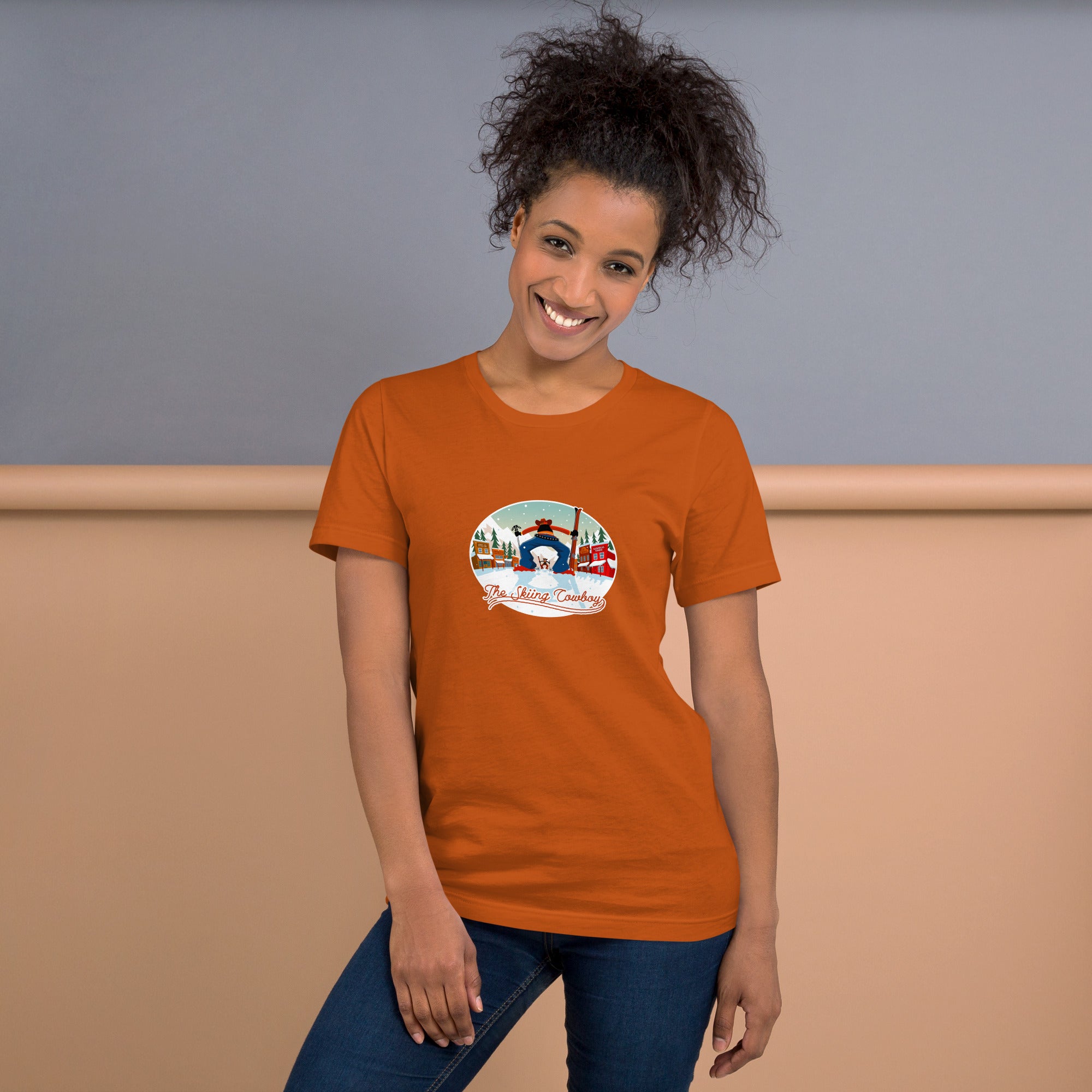 Unisex cotton t-shirt Ski Fight at OK Corral on bright colors