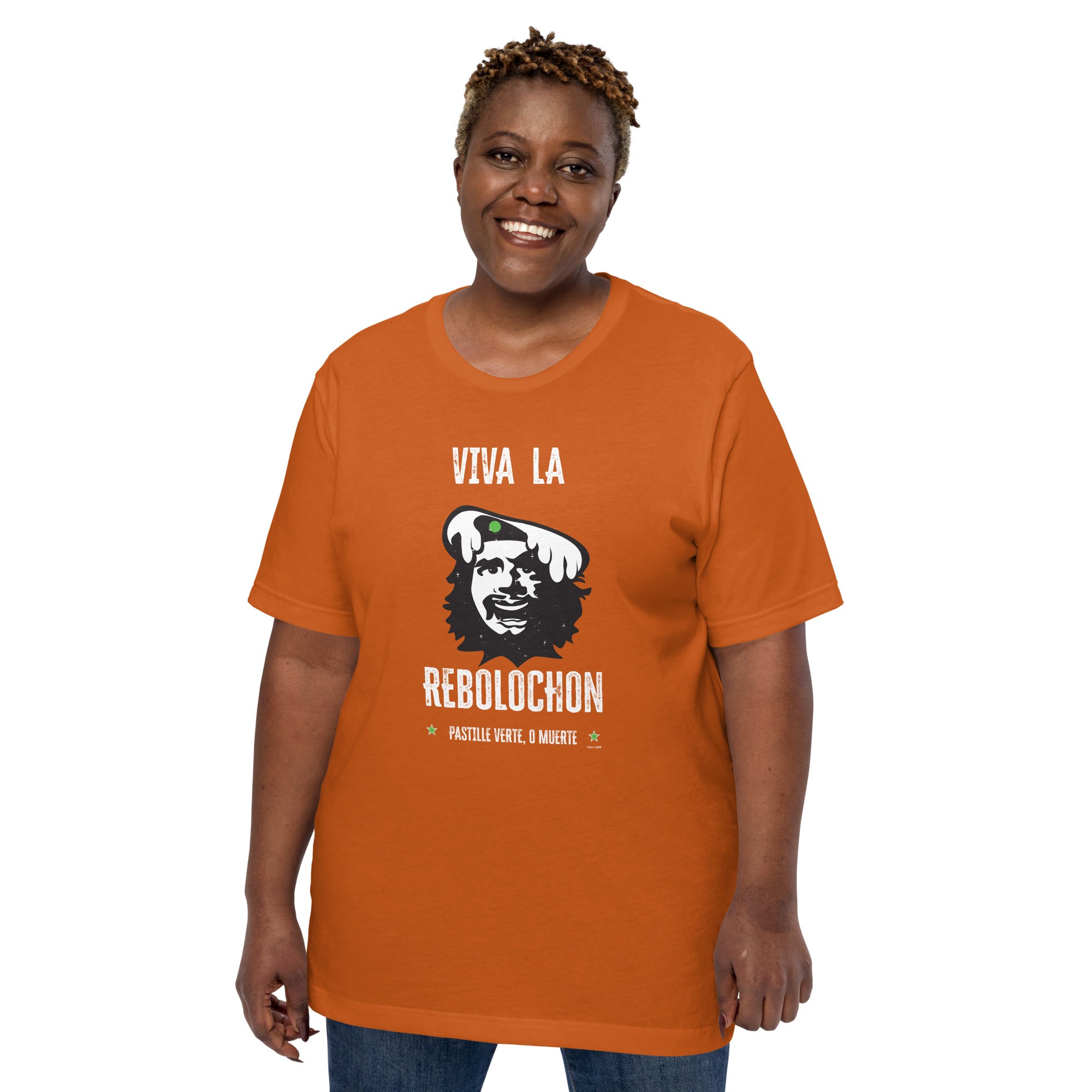 Unisex cotton t-shirt Viva la Rebolochon on bright colors