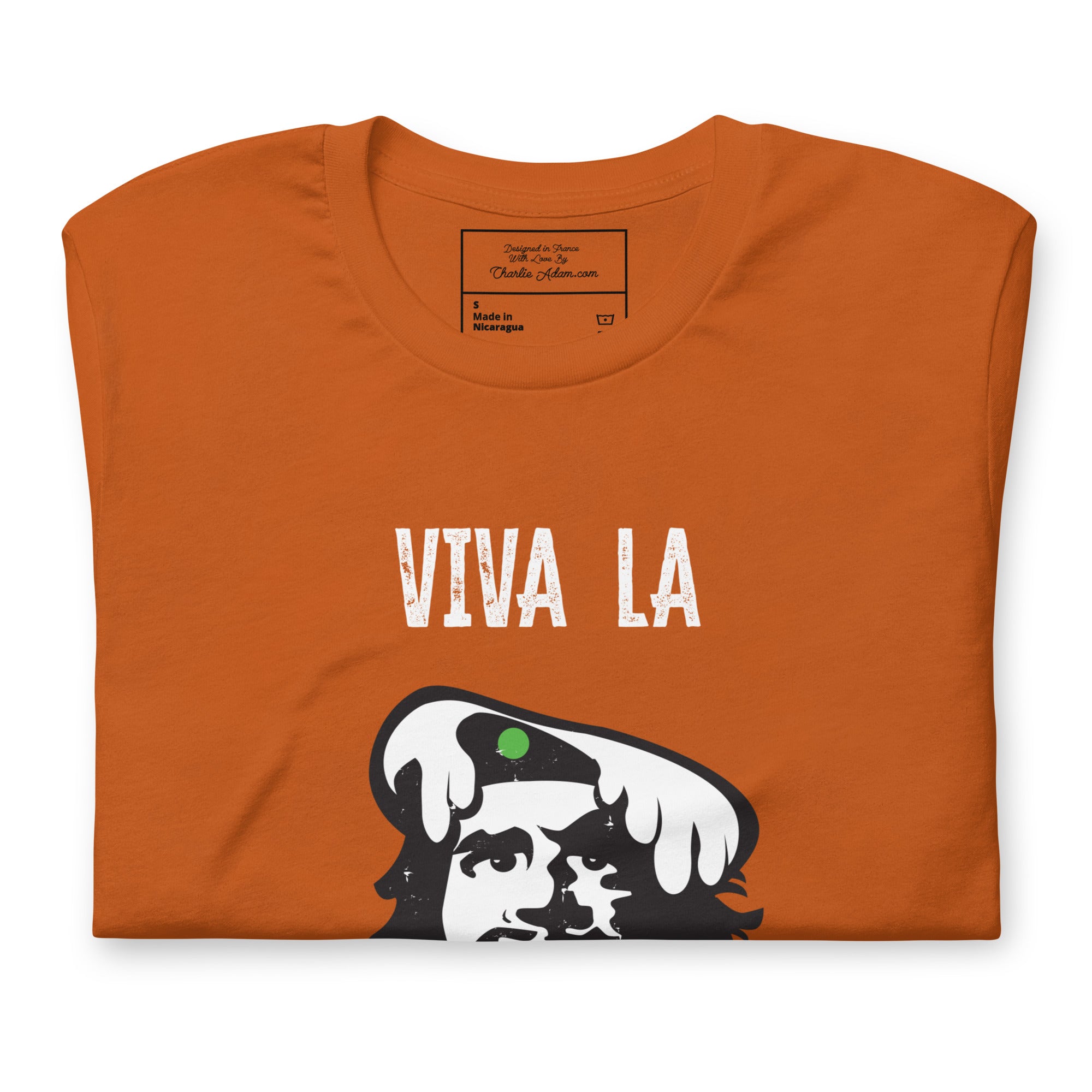 Unisex cotton t-shirt Viva la Rebolochon on bright colors