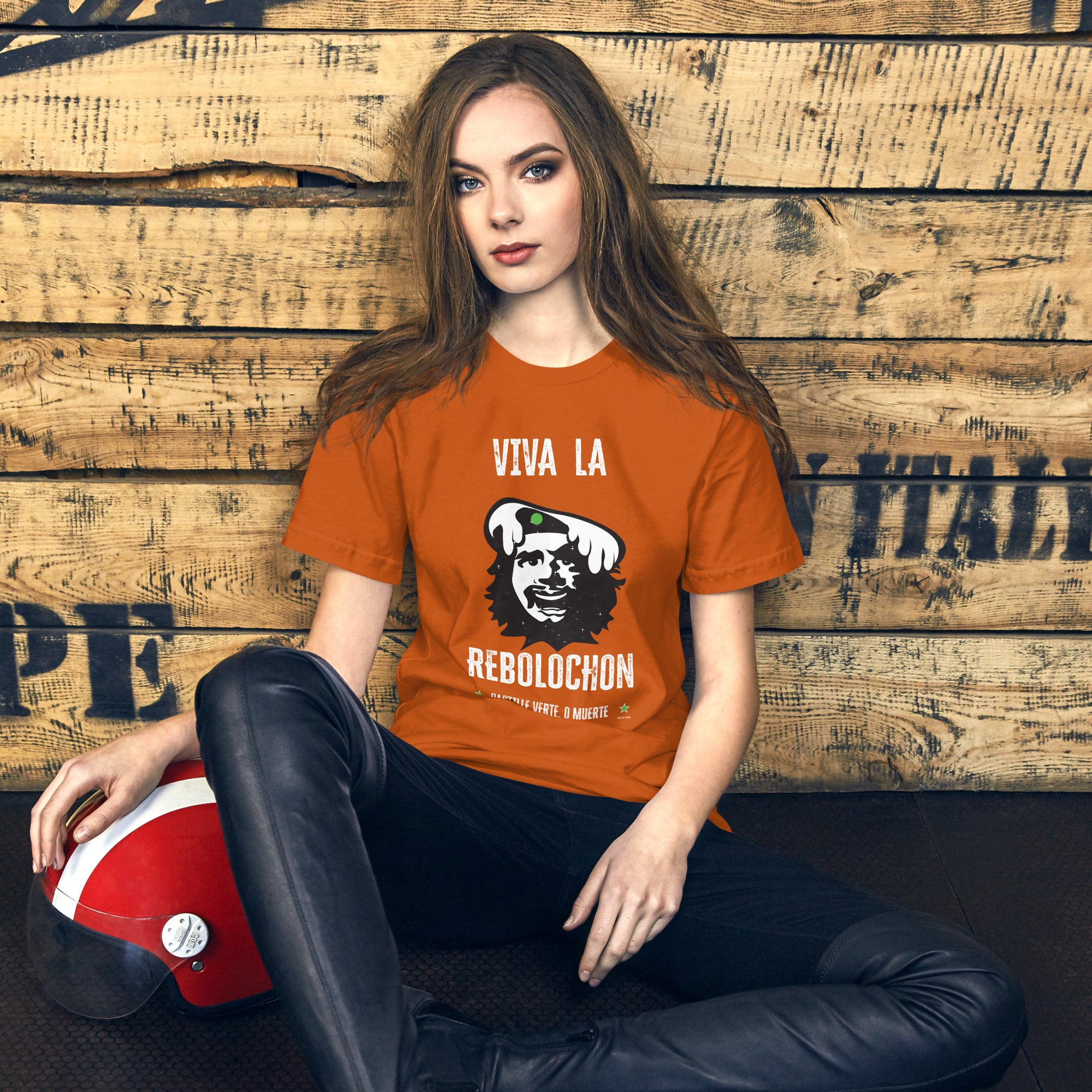 Unisex cotton t-shirt Viva la Rebolochon on bright colors