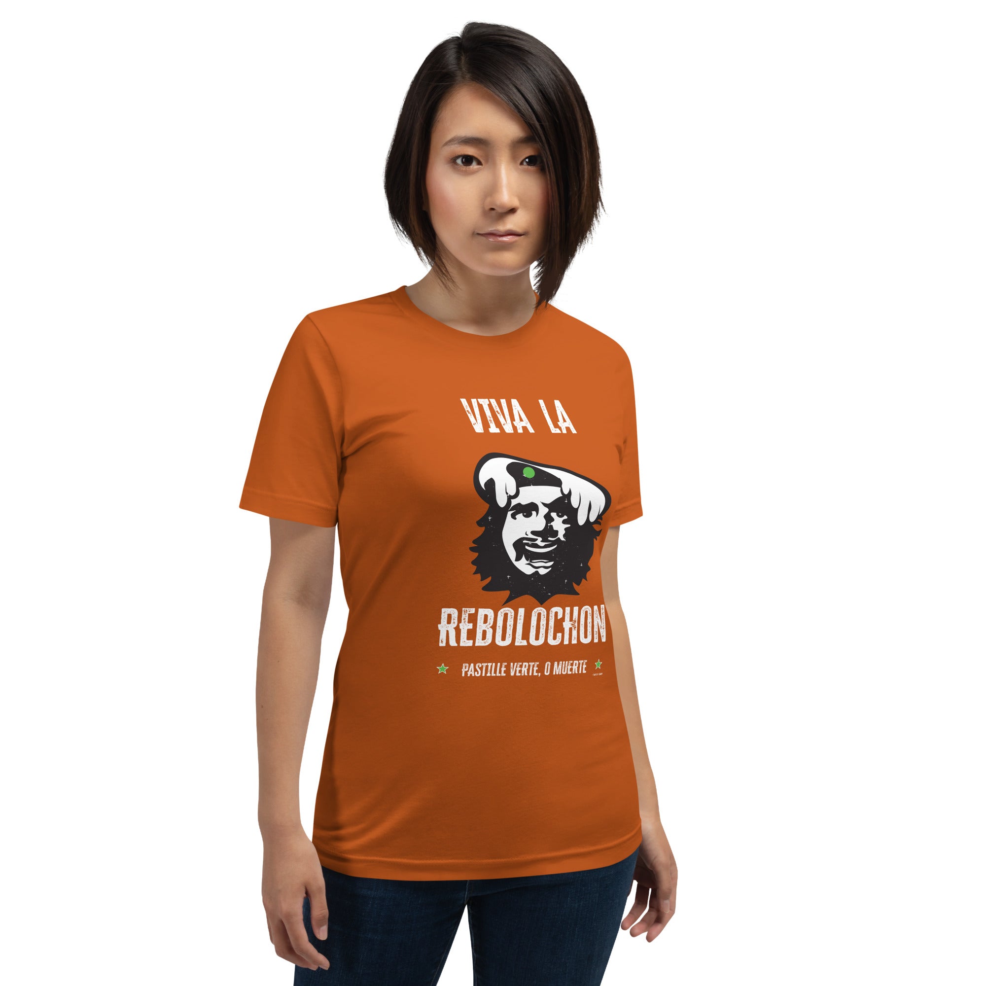 Unisex cotton t-shirt Viva la Rebolochon on bright colors