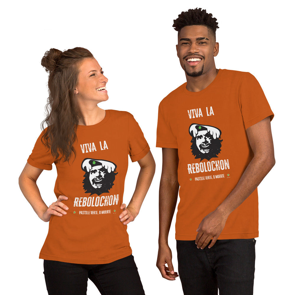 Unisex cotton t-shirt Viva la Rebolochon on bright colors