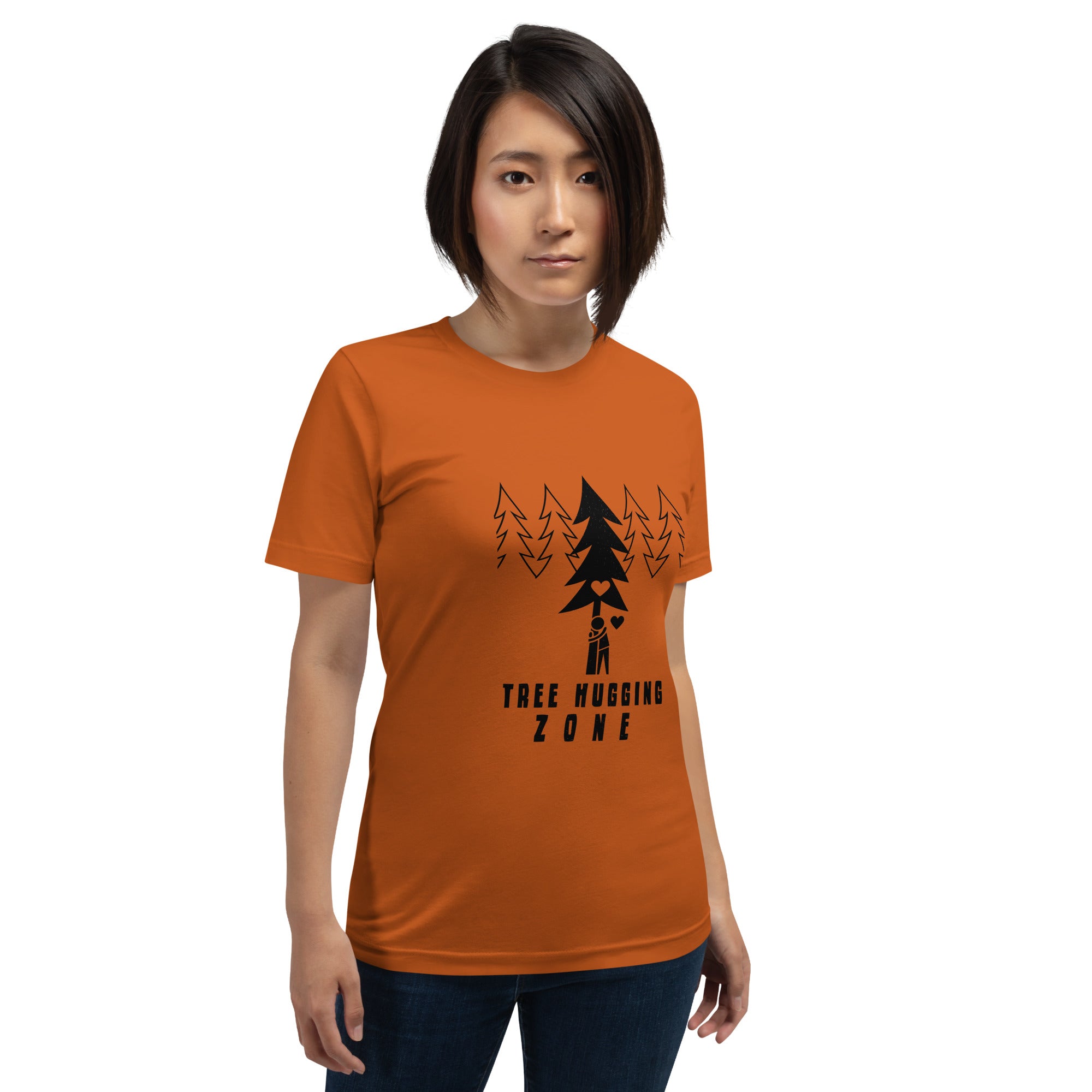 T-shirt en coton unisexe Tree hugging zone sur couleurs vives