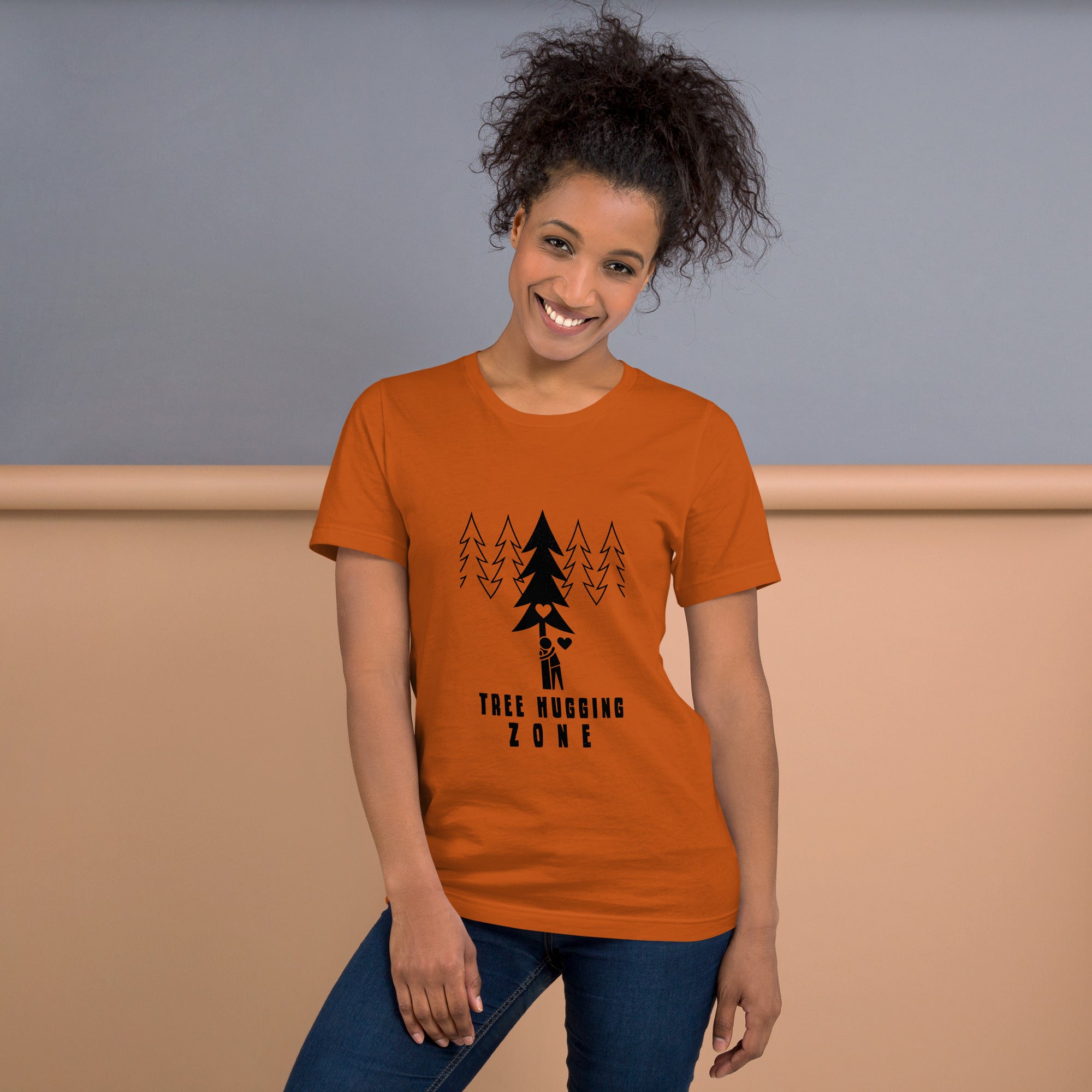 T-shirt en coton unisexe Tree hugging zone sur couleurs vives