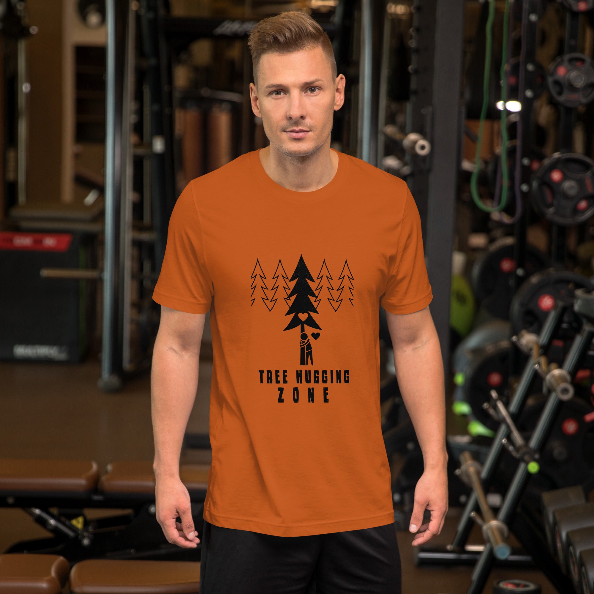 Unisex cotton t-shirt Tree hugging zone on bright colors