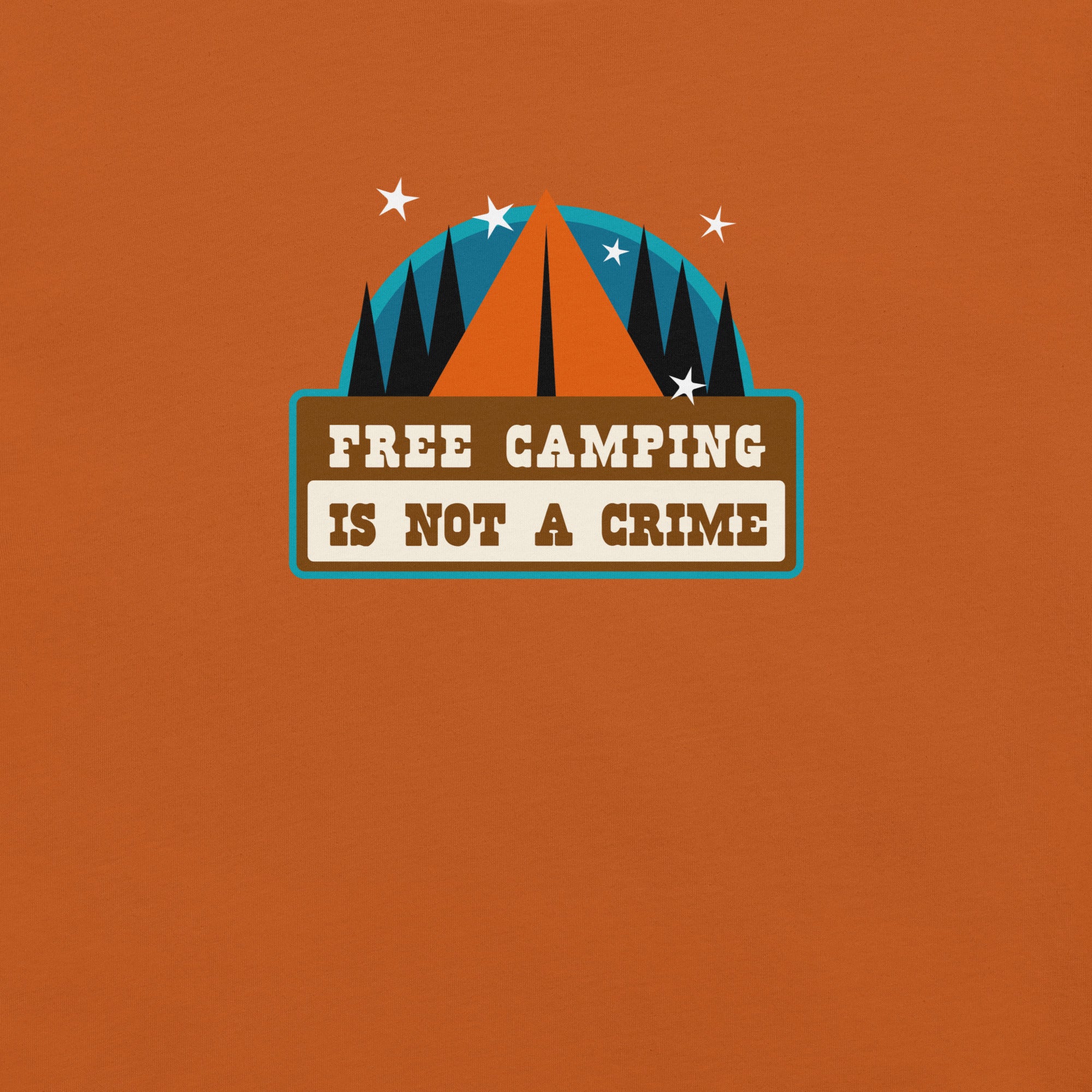 Unisex cotton t-shirt Free Camping is not a Crime on bright colors