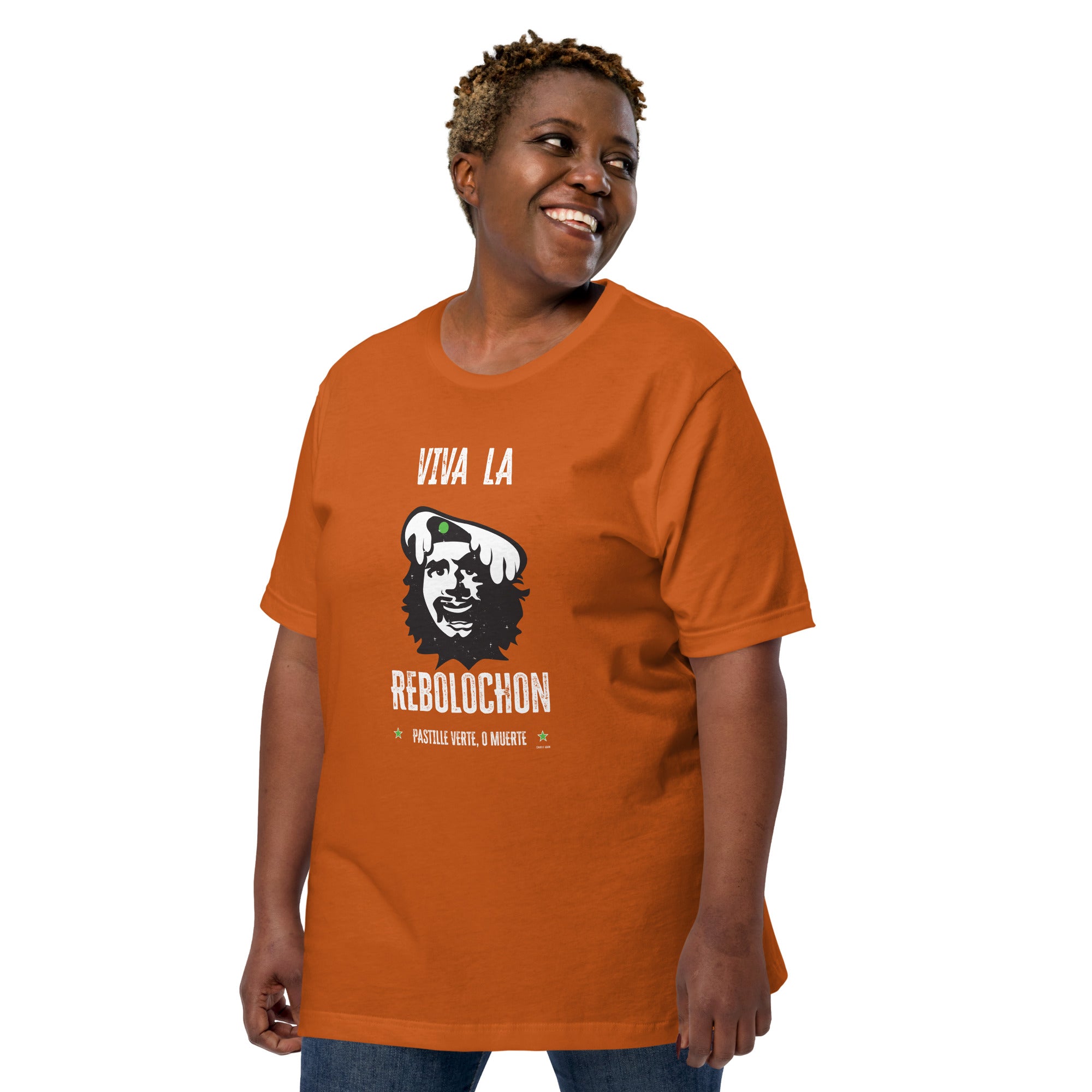 Unisex cotton t-shirt Viva la Rebolochon on bright colors