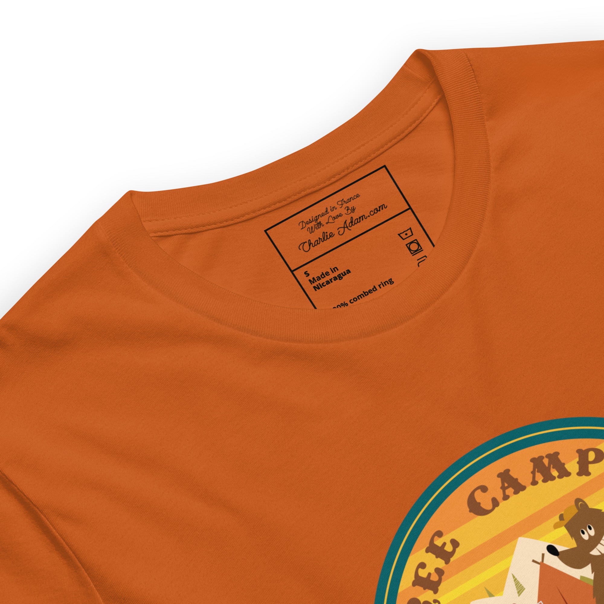 Unisex cotton t-shirt Free Camping is not a Crime on bright colors