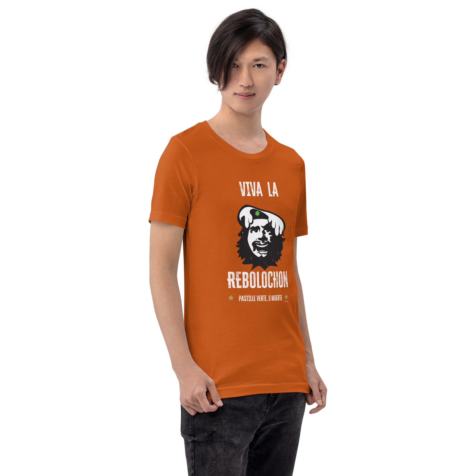 Unisex cotton t-shirt Viva la Rebolochon on bright colors