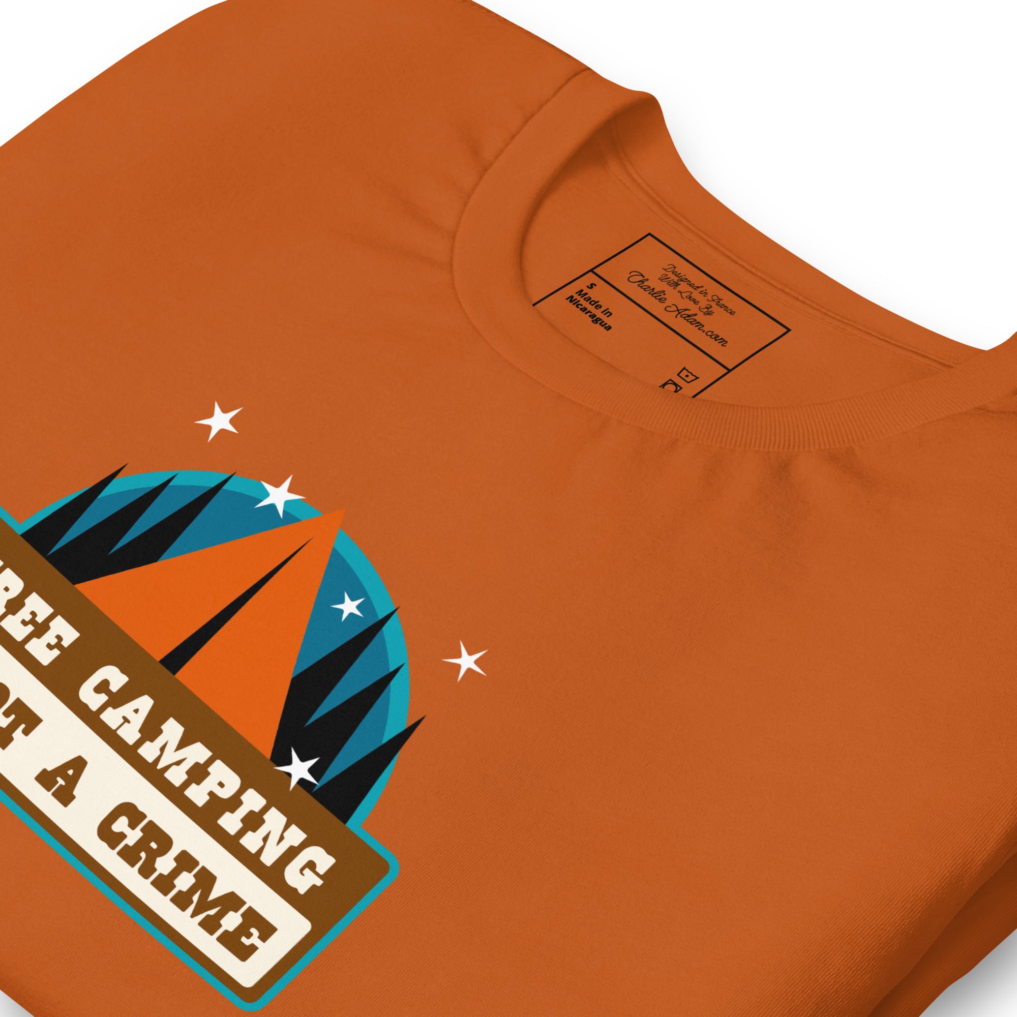 Unisex cotton t-shirt Free Camping is not a Crime on bright colors