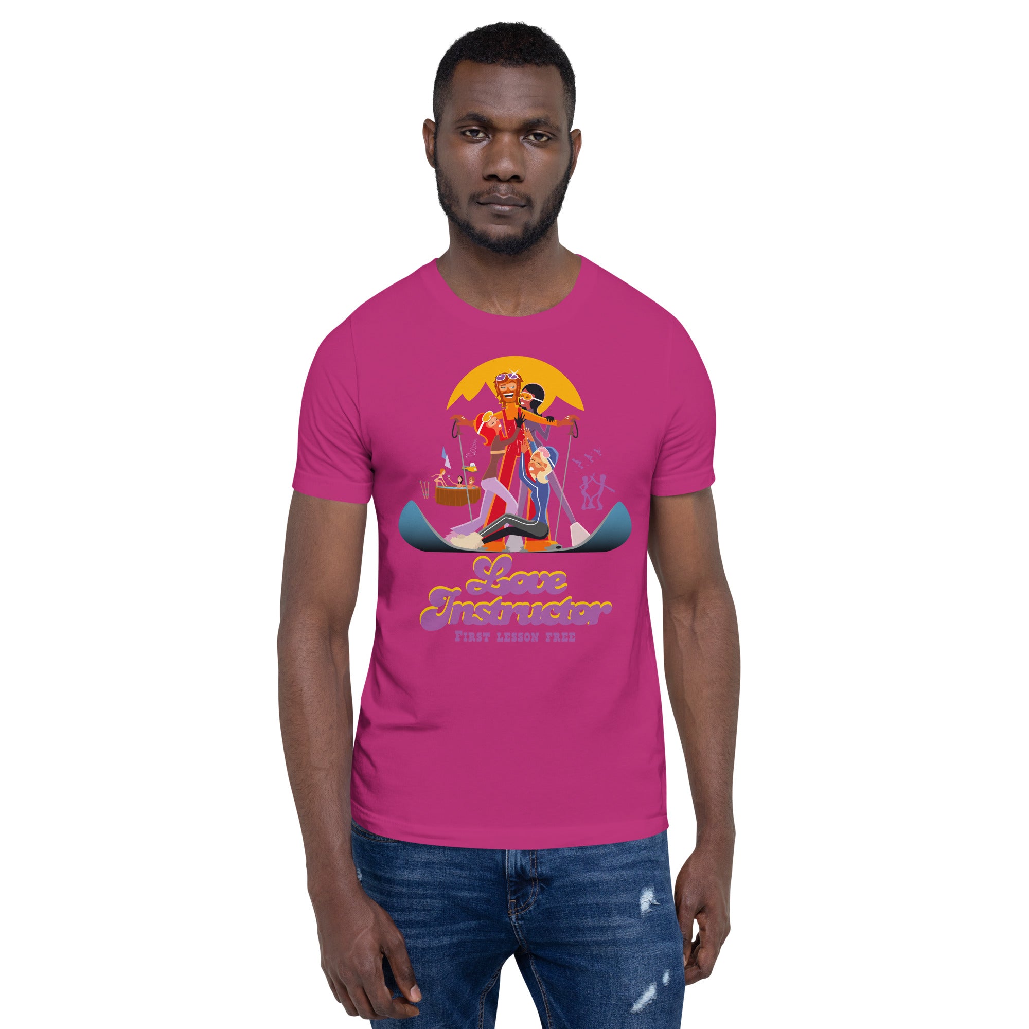 Unisex t-shirt Love instructor First lesson free on bright colors