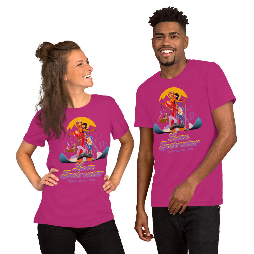 Unisex t-shirt Love instructor First lesson free on bright colors