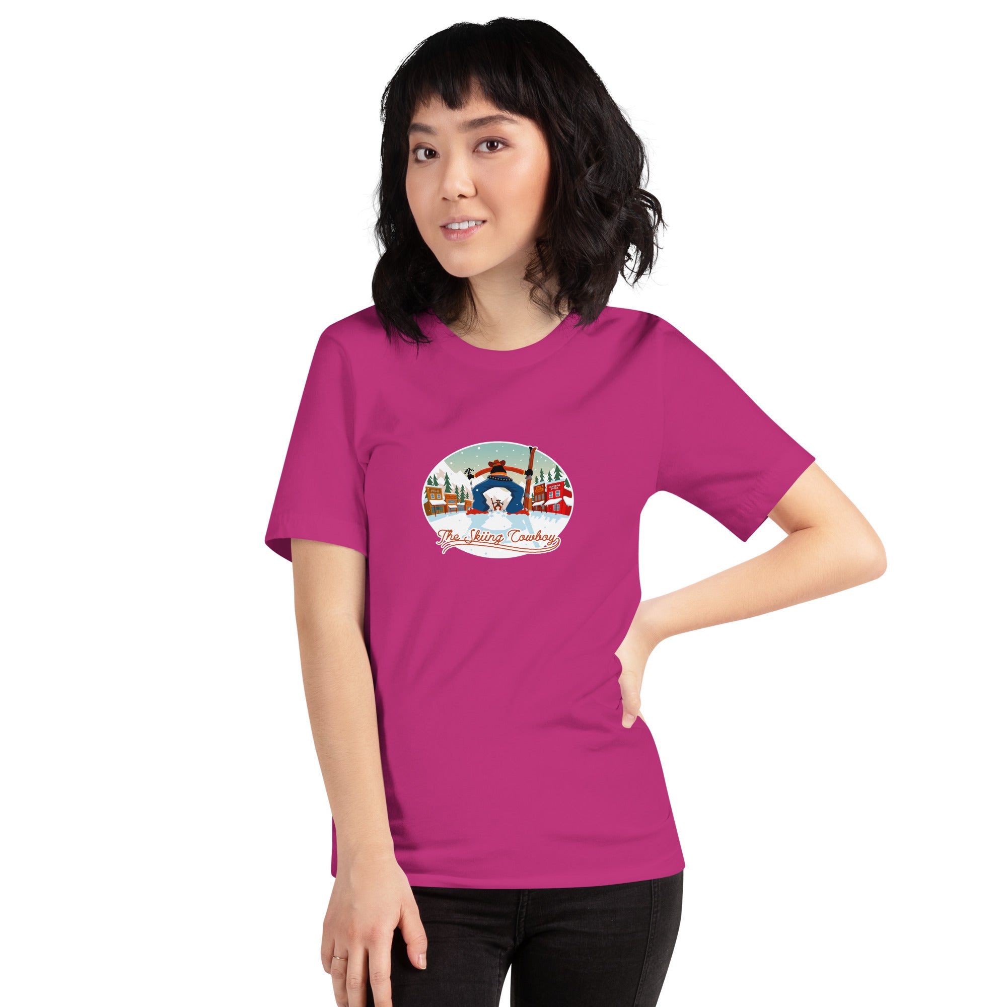 Unisex cotton t-shirt Ski Fight at OK Corral on bright colors